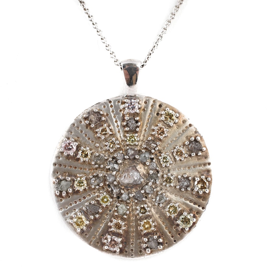 Sterling Silver 4.41 CTW Diamond Disc Pendant Necklace