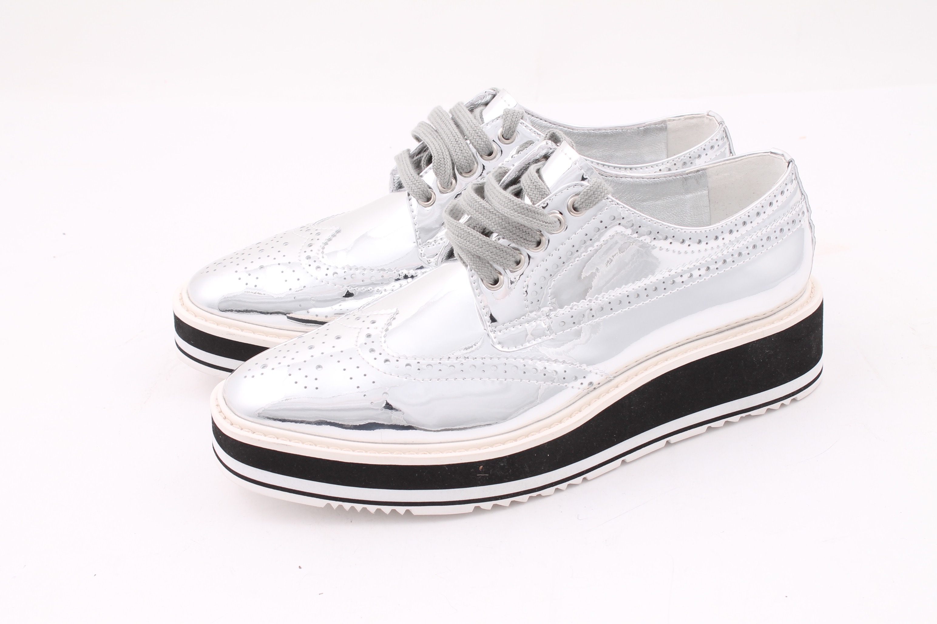 Women's Prada Micro-Sole Metallic Brogues