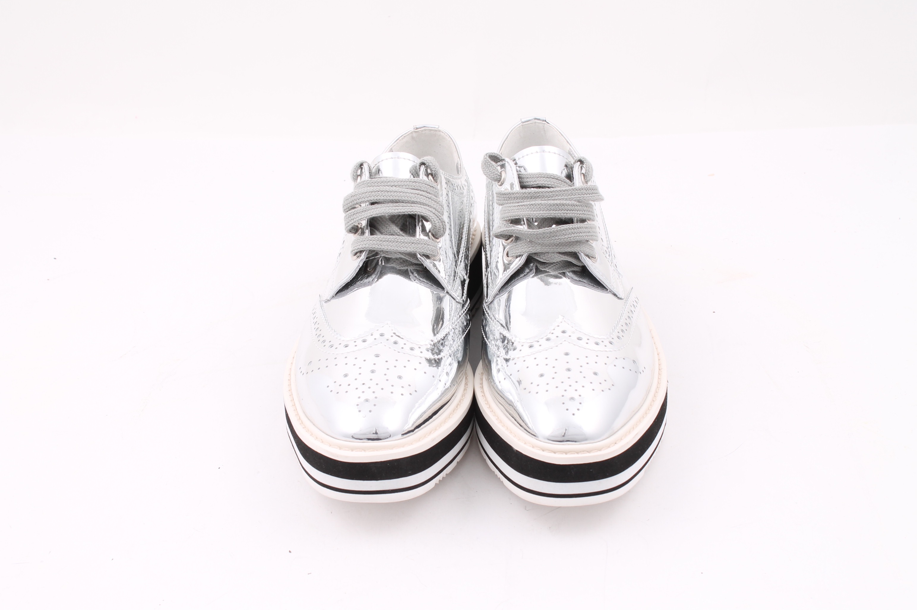 Women's Prada Micro-Sole Metallic Brogues