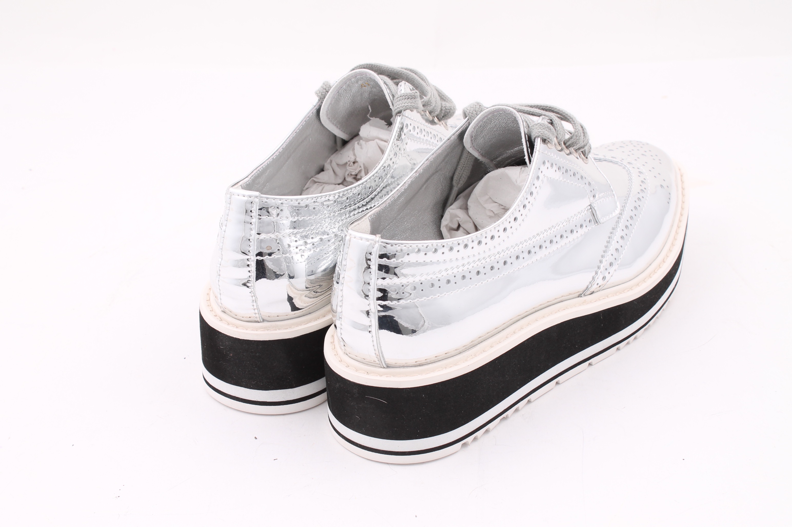 Women's Prada Micro-Sole Metallic Brogues