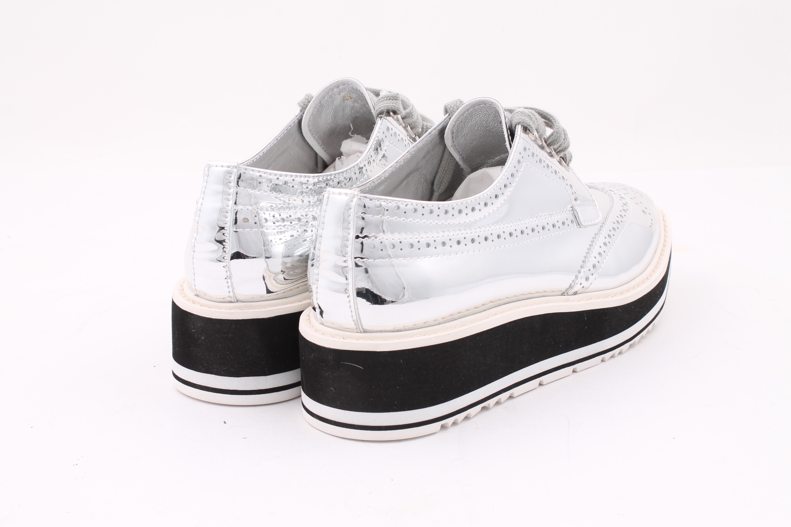 Women's Prada Micro-Sole Metallic Brogues