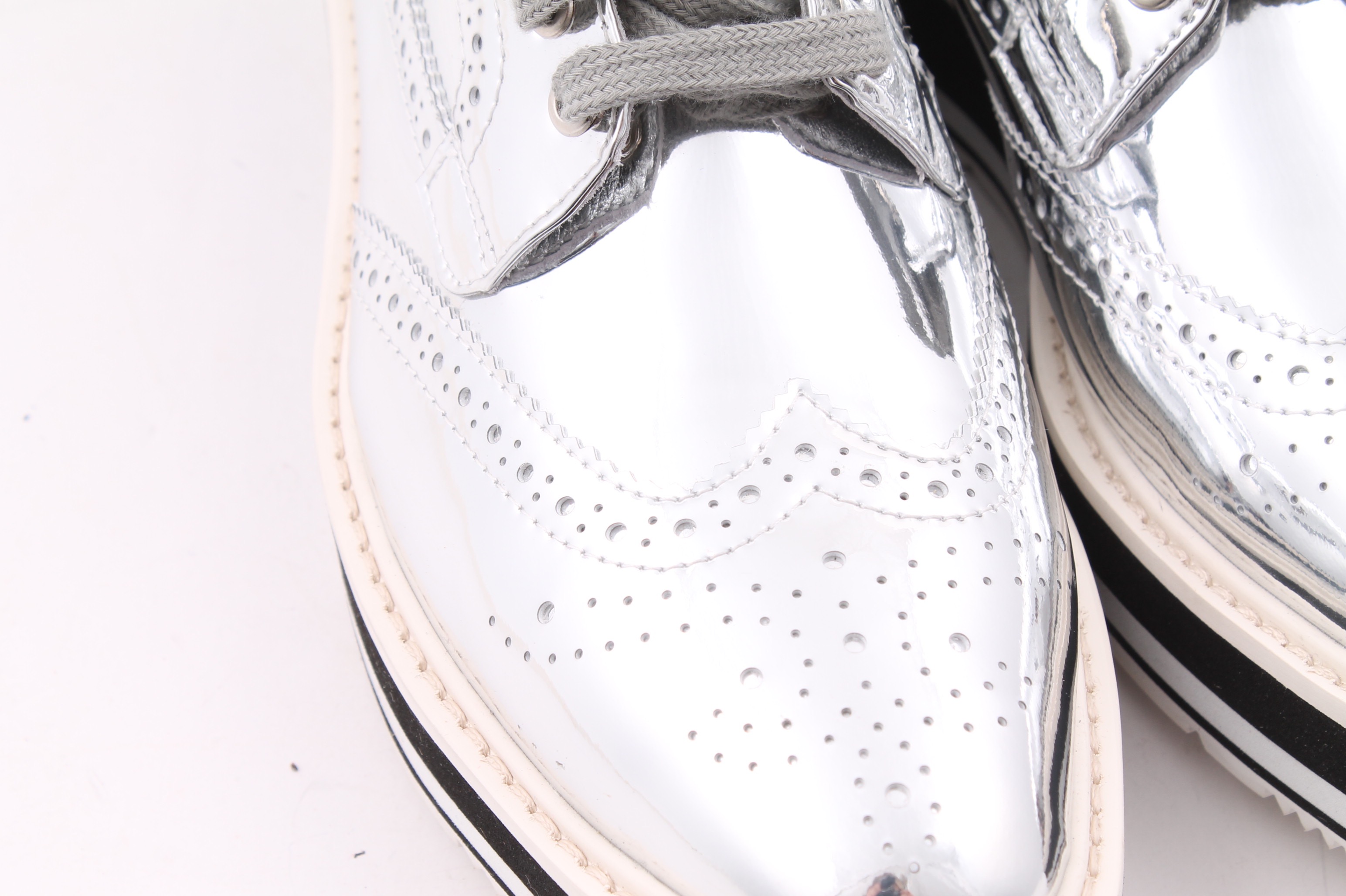 Women's Prada Micro-Sole Metallic Brogues