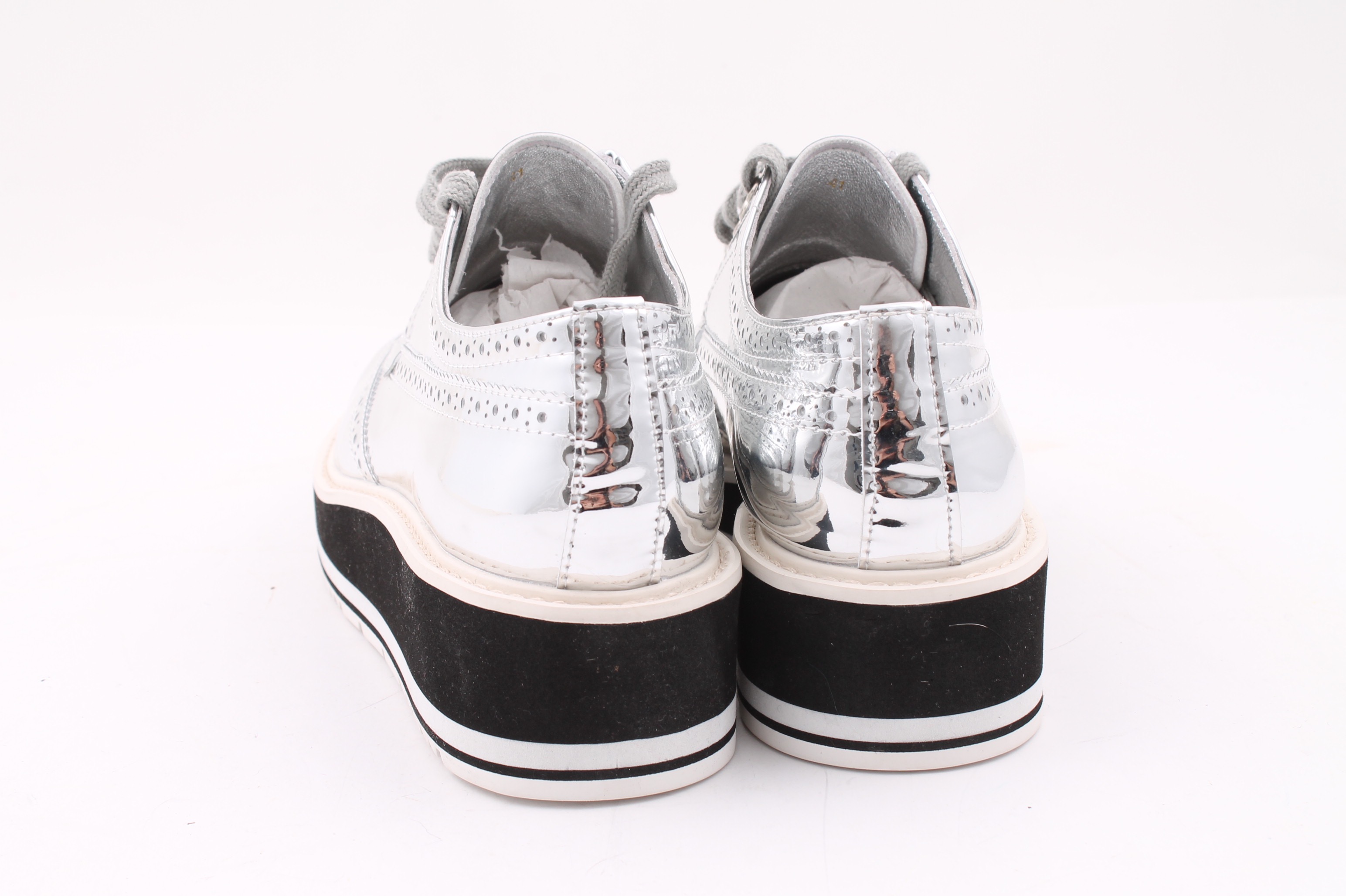 Women's Prada Micro-Sole Metallic Brogues