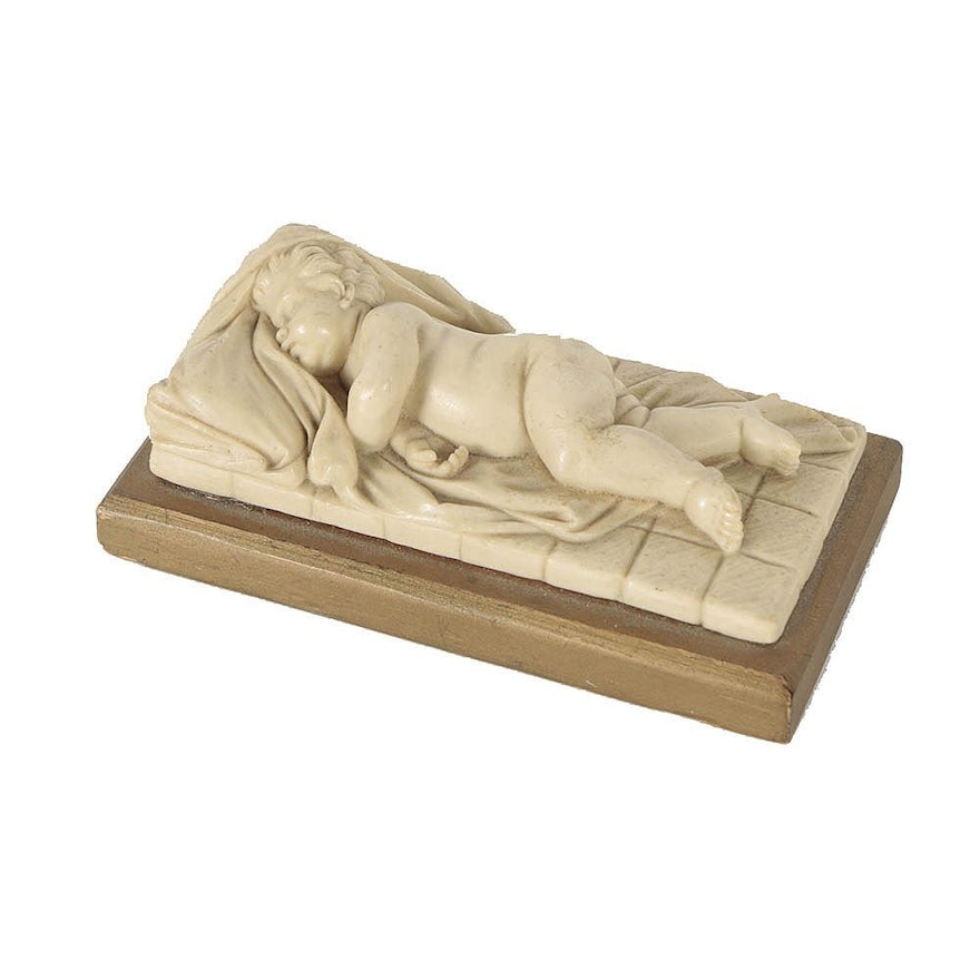 Reproduction Plaster Sculpture After Artus Quellinus I "Sleeping Infant"