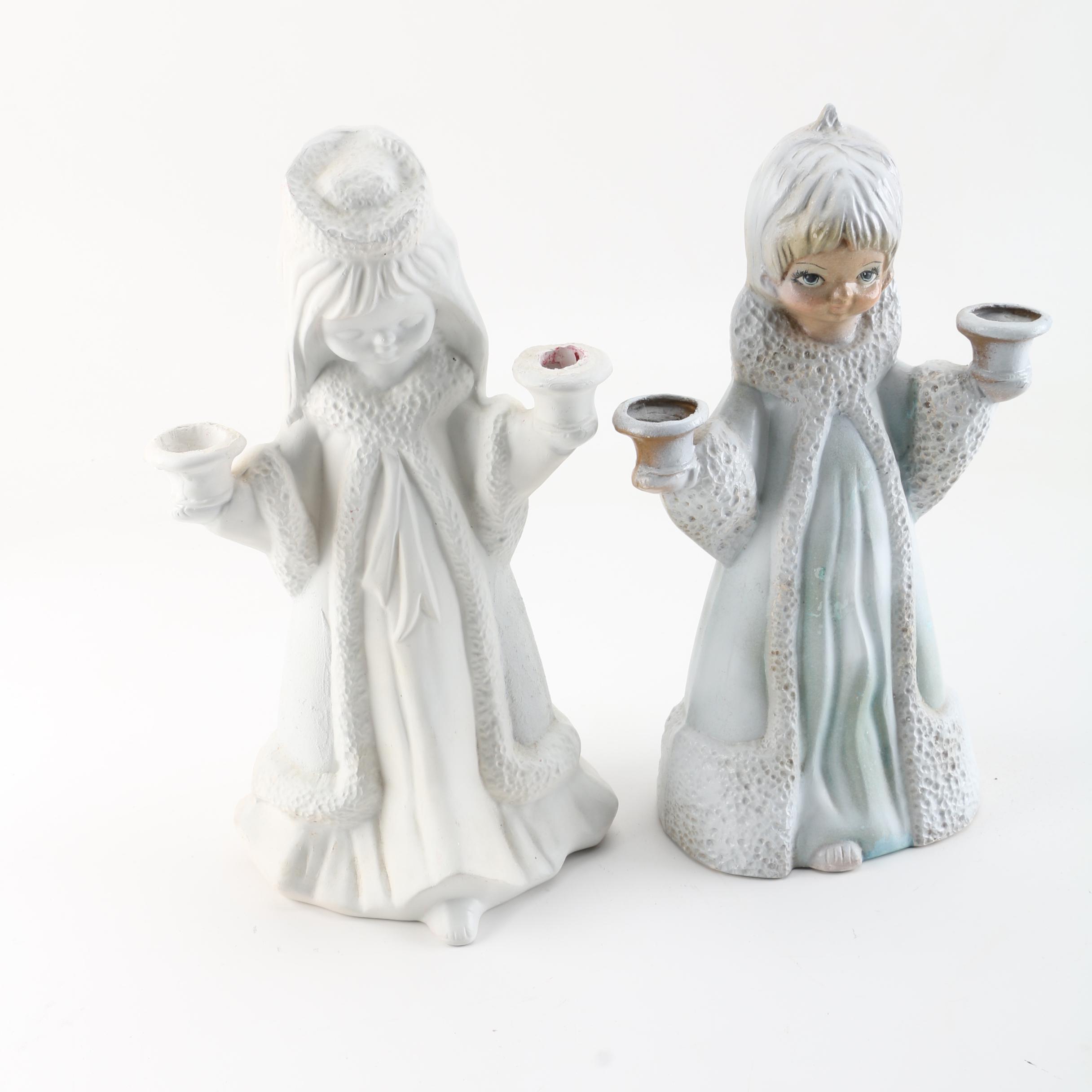 Vintage Ceramic Angel Candle Holders