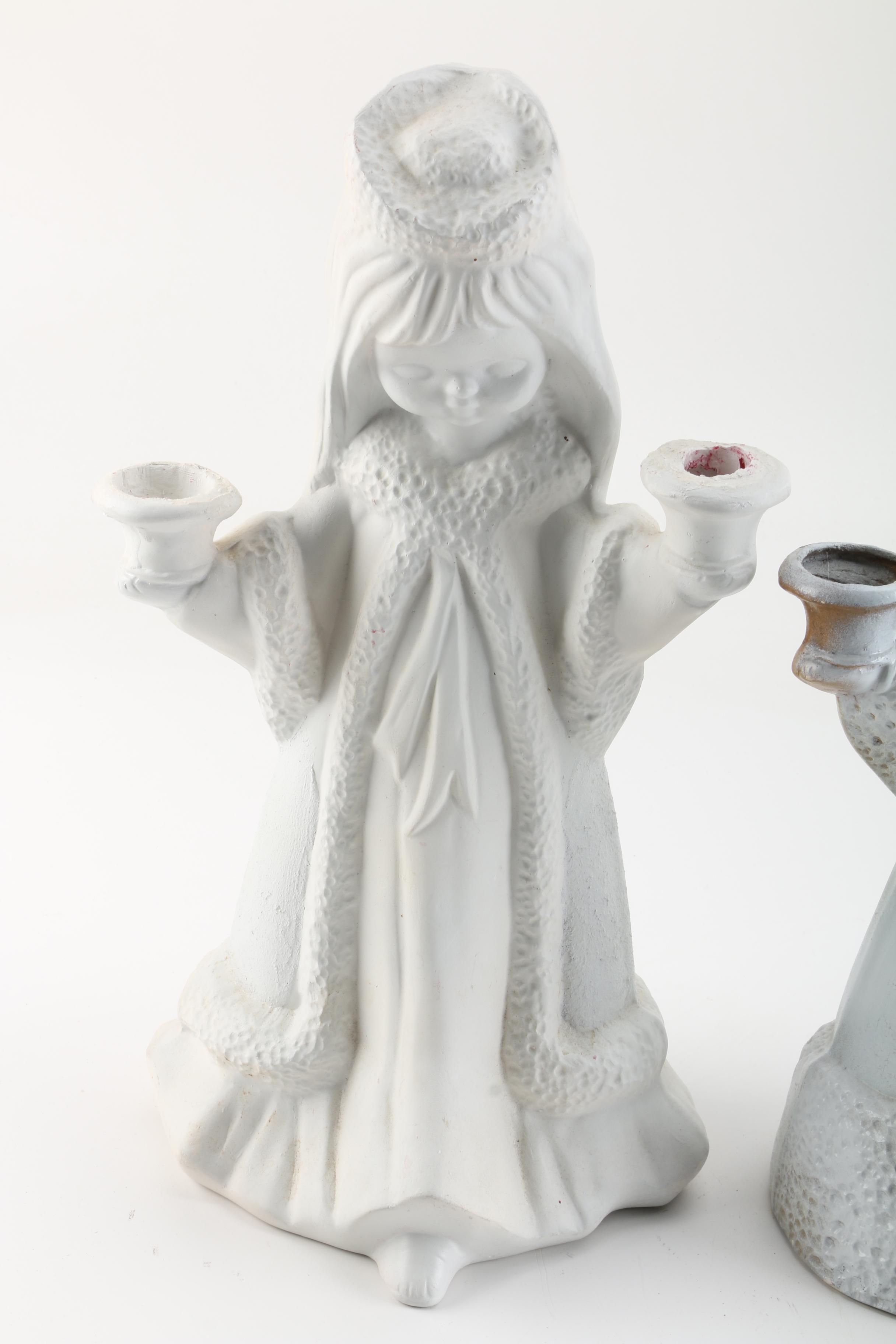 Vintage Ceramic Angel Candle Holders