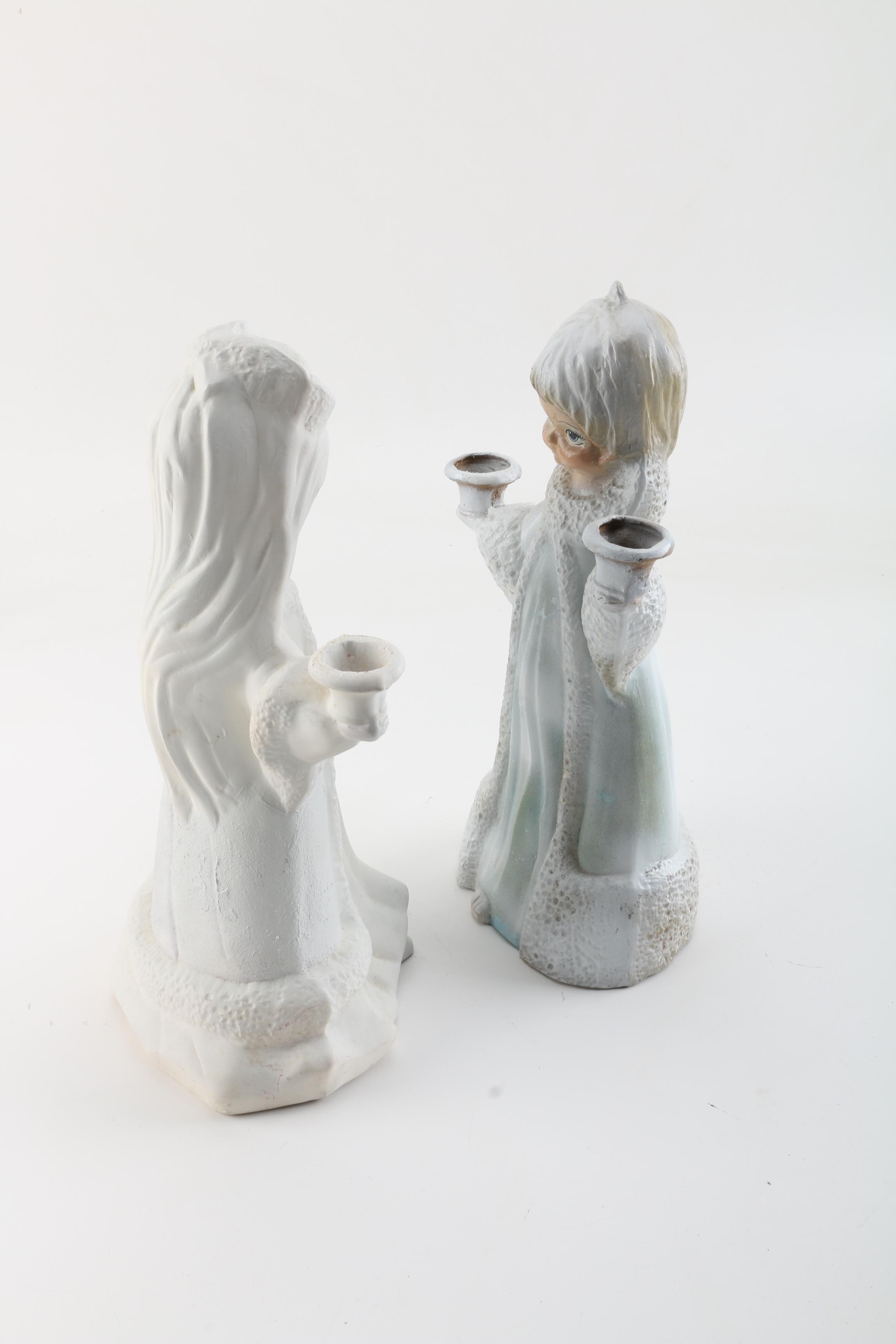 Vintage Ceramic Angel Candle Holders