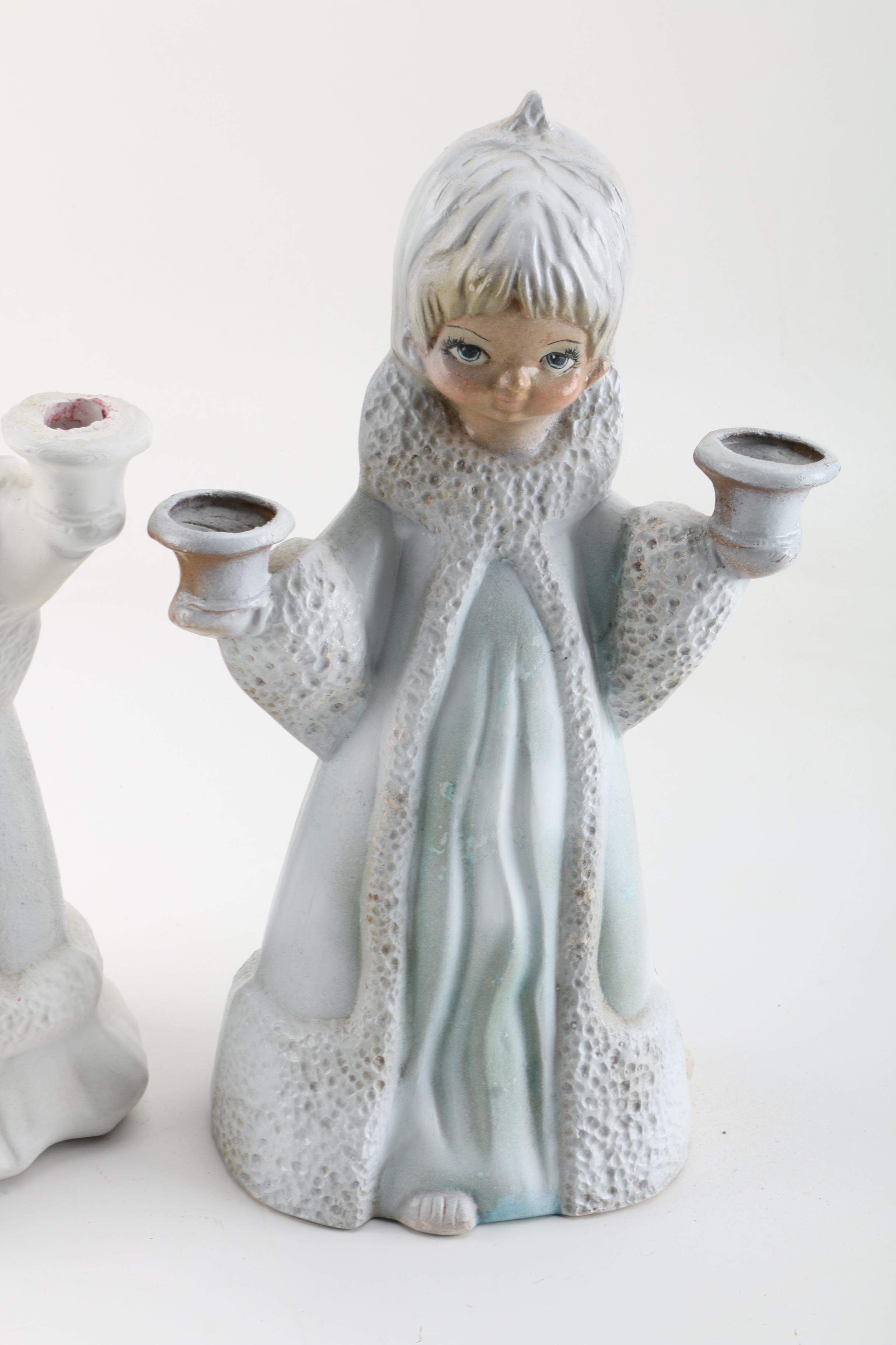 Vintage Ceramic Angel Candle Holders