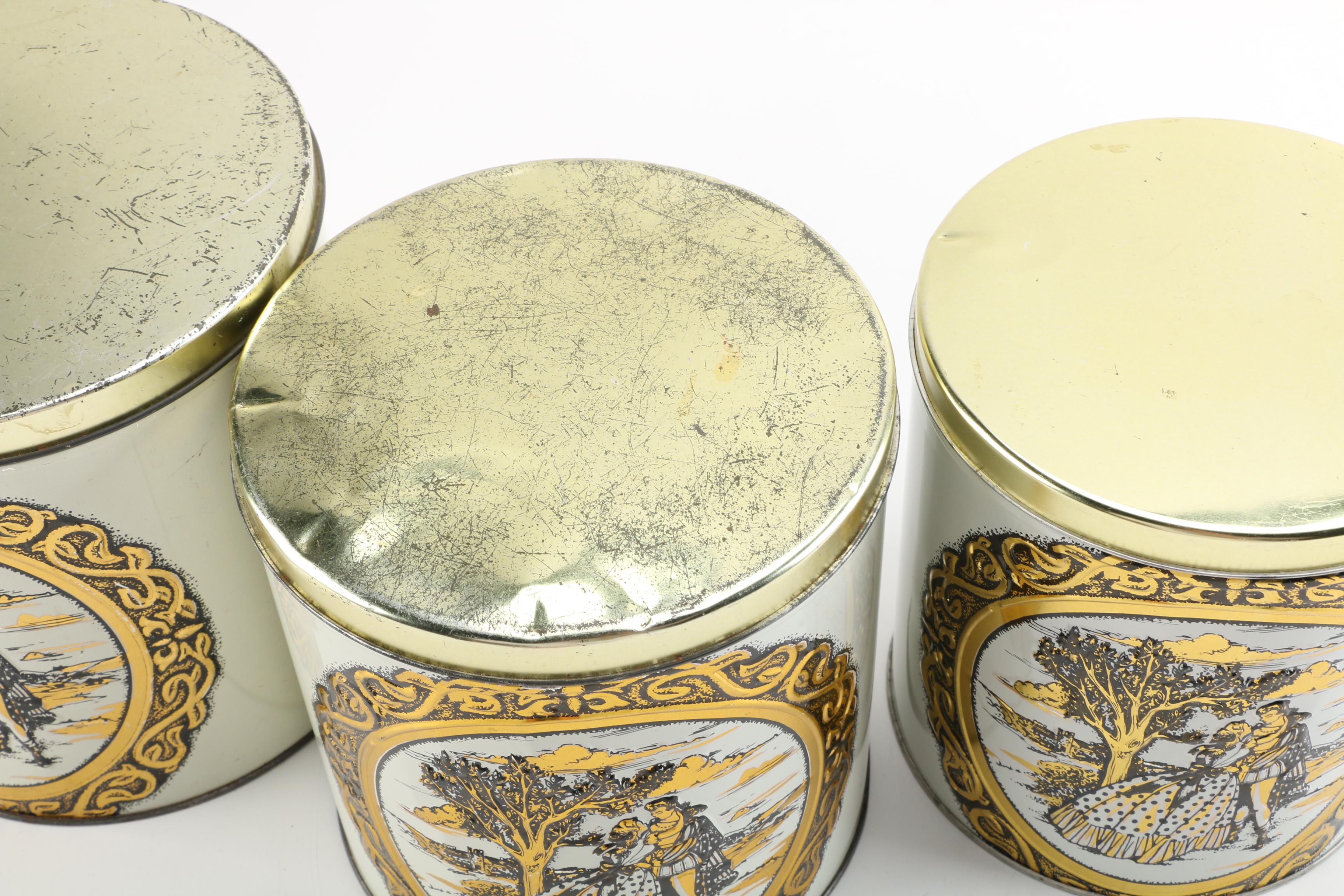 Vintage Tin Canisters and Ceramic Planter