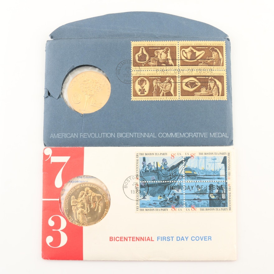 Group of Two First Day Covers with Commemorative Medals