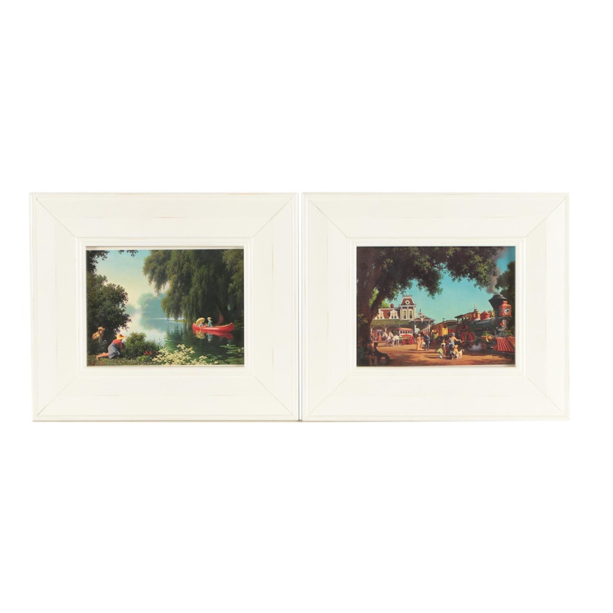 Offset Lithographic Reproduction Prints After Detlefsen in Pottery Barn Frames