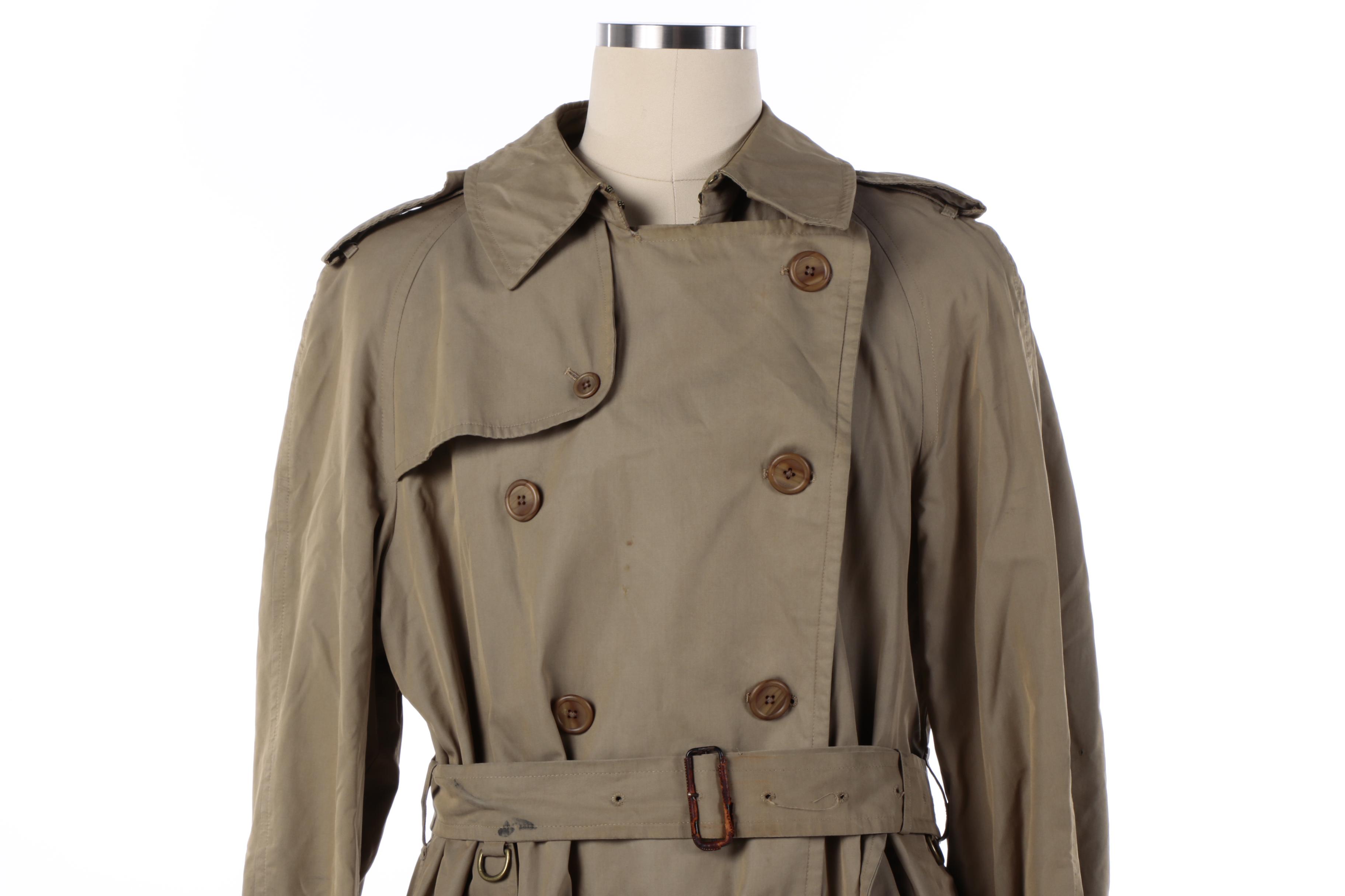 Men's Vintage Burberry Double-Breasted Cotton Trench Coat