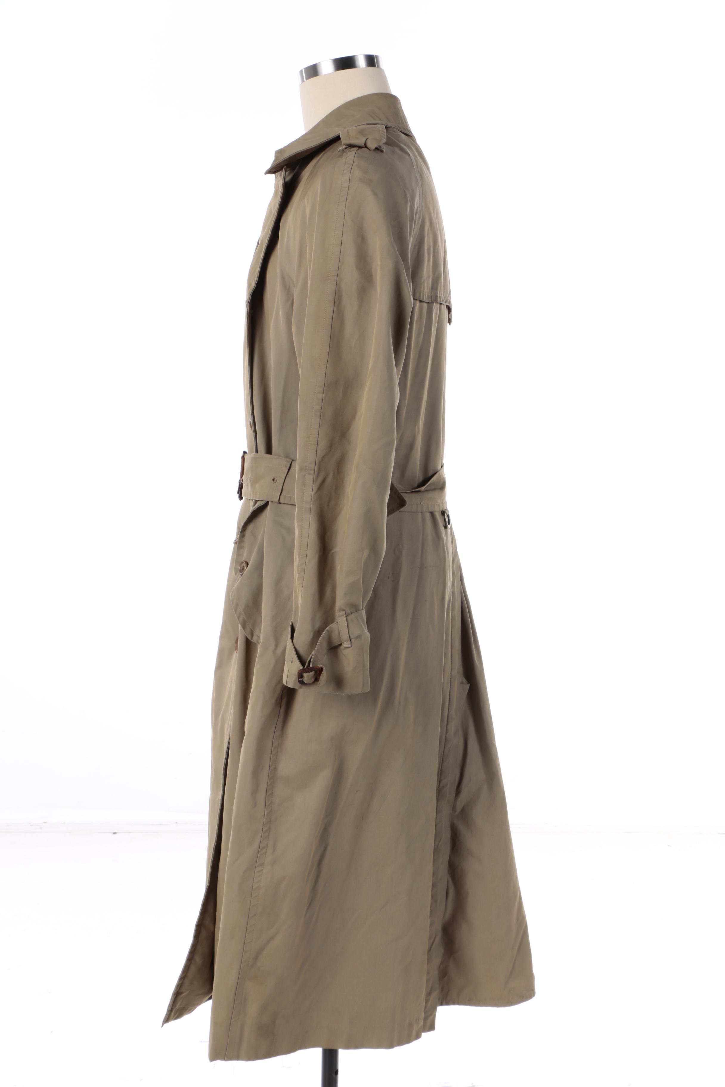 Men's Vintage Burberry Double-Breasted Cotton Trench Coat