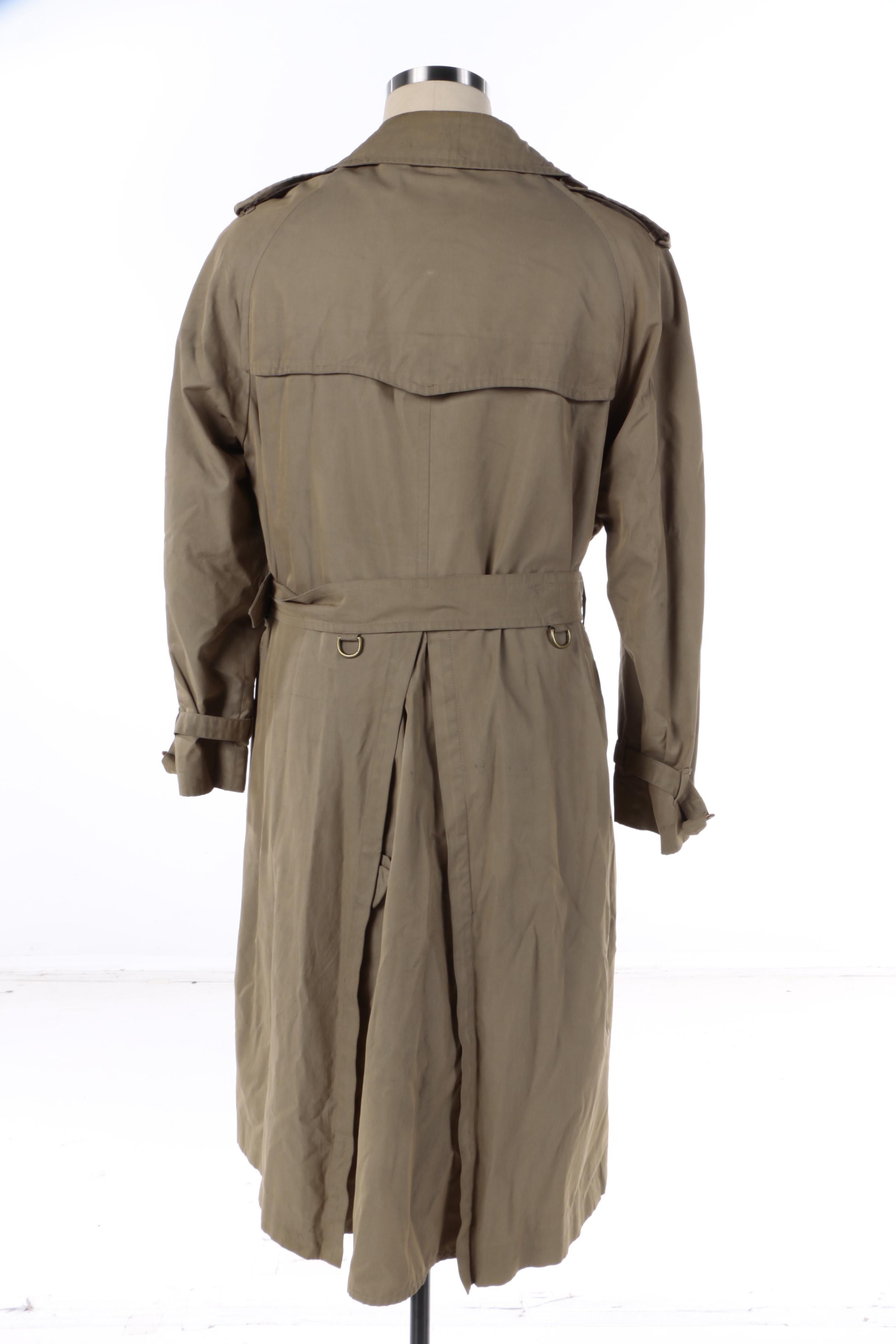 Men's Vintage Burberry Double-Breasted Cotton Trench Coat