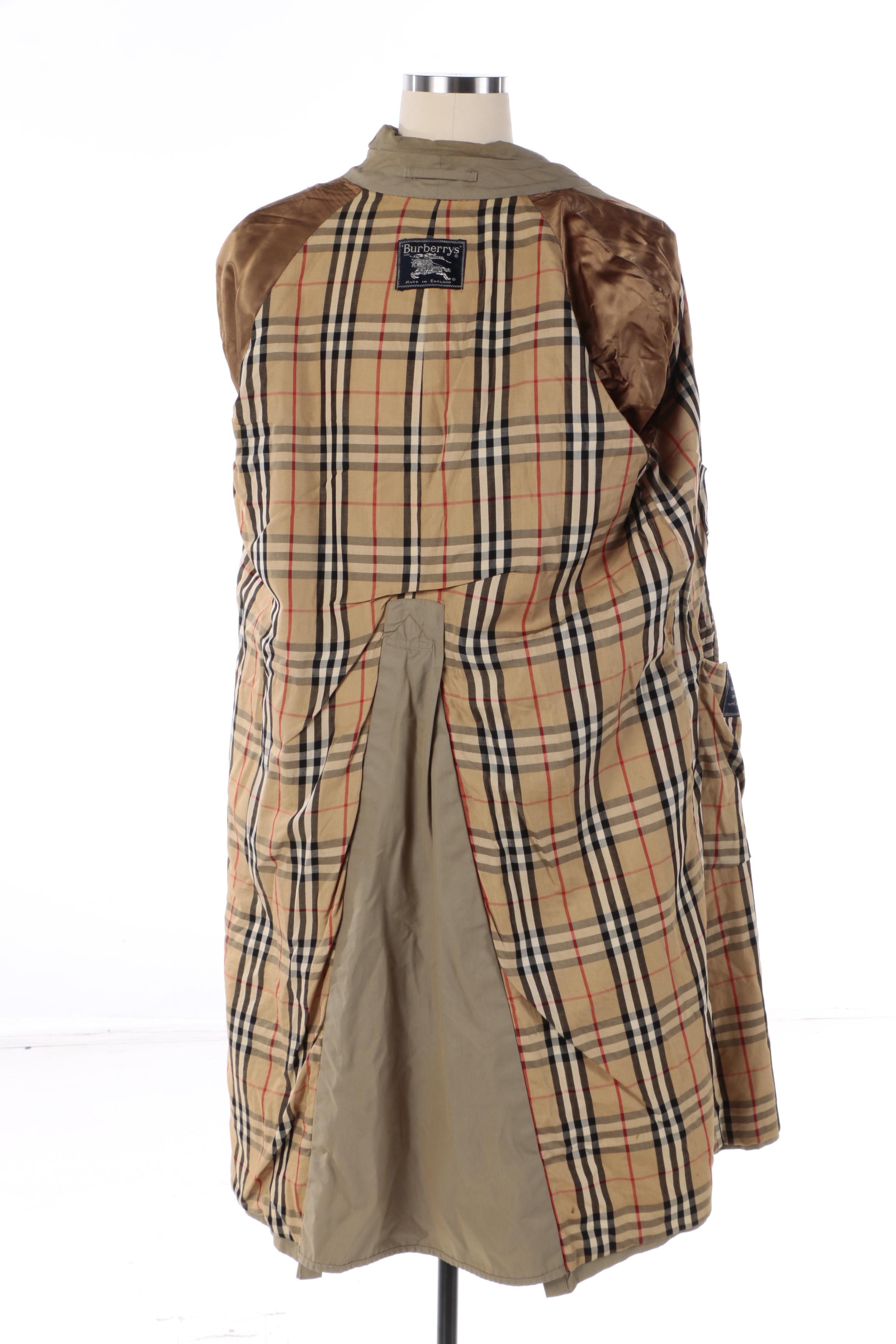 Men's Vintage Burberry Double-Breasted Cotton Trench Coat