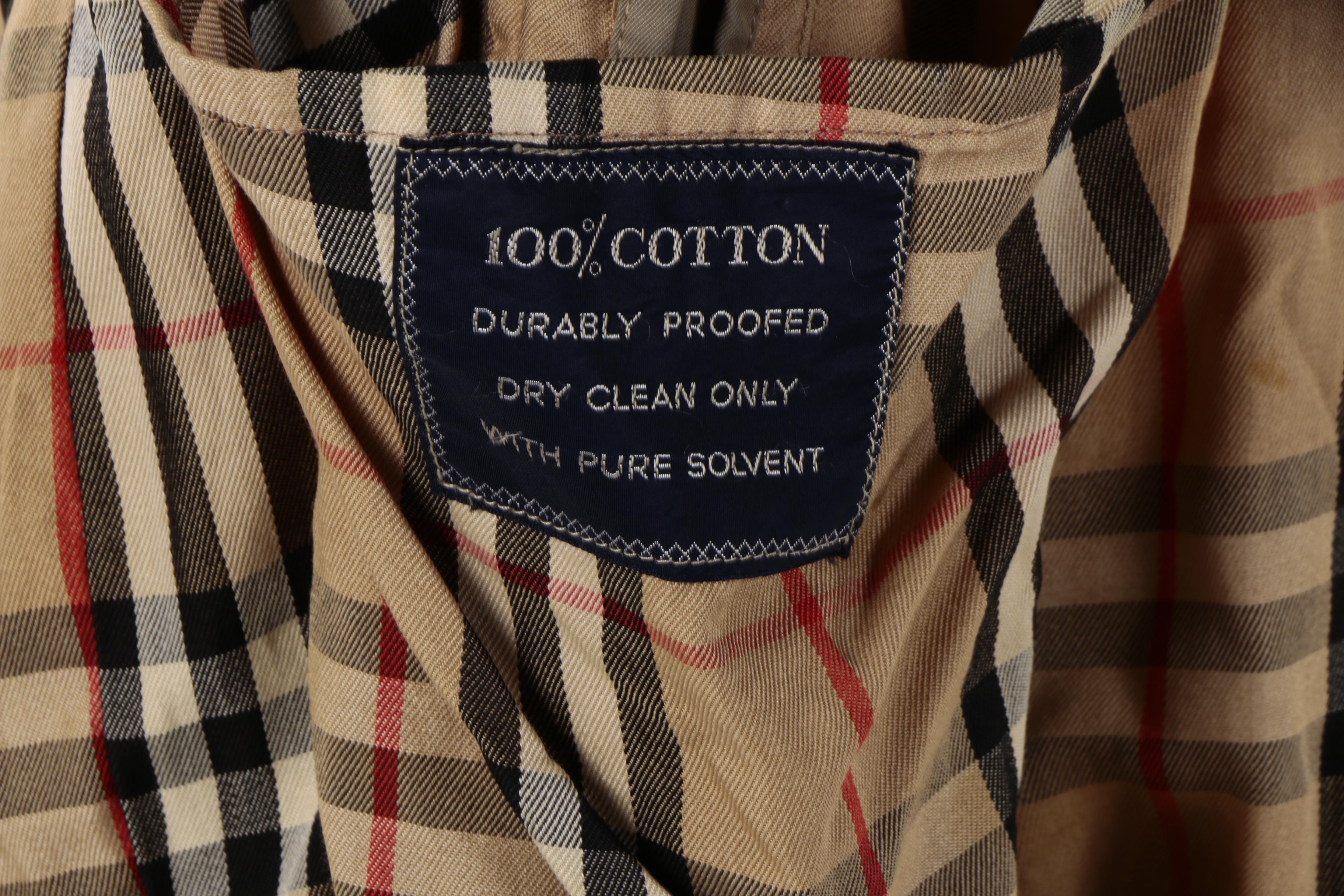 Men's Vintage Burberry Double-Breasted Cotton Trench Coat