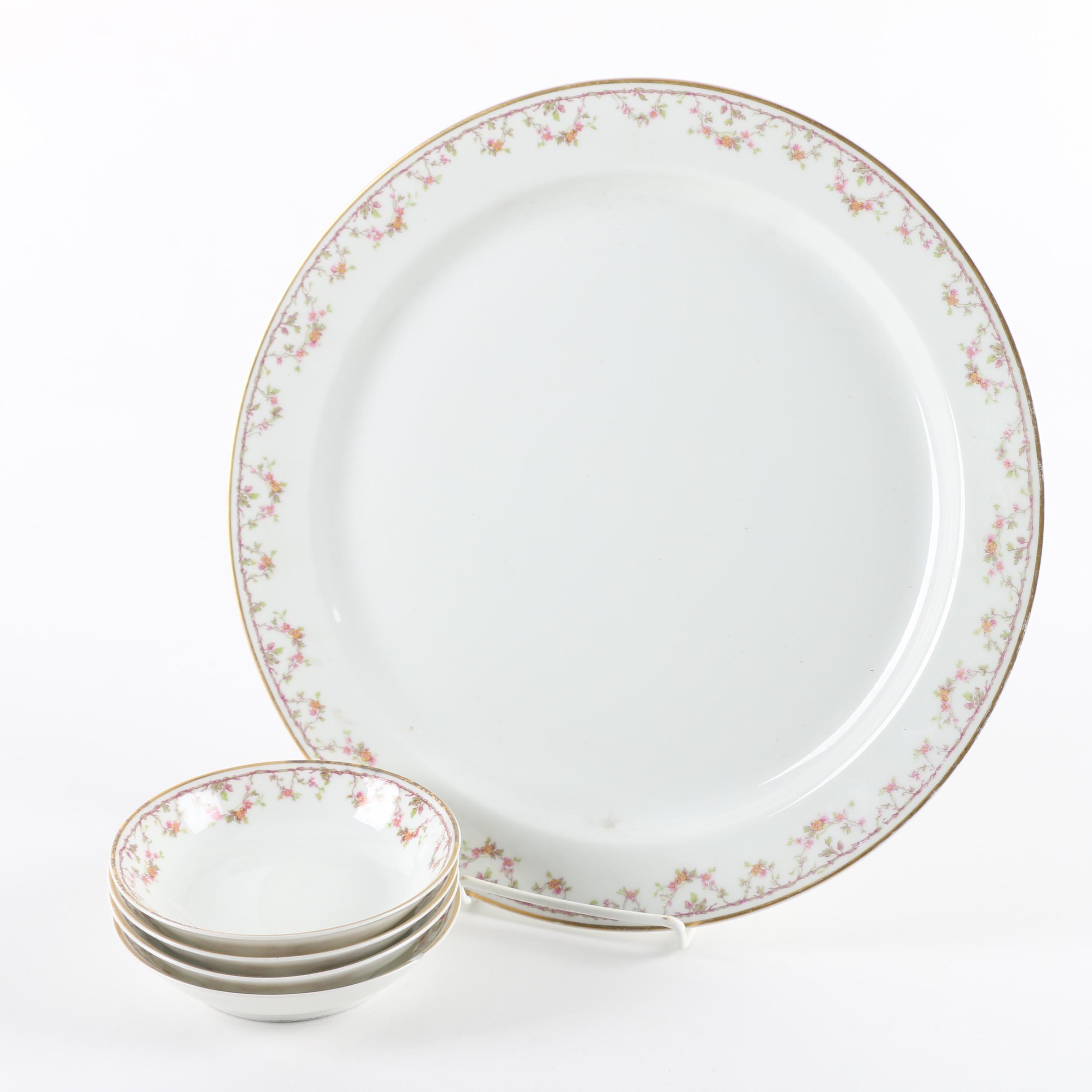 Vintage Haviland Limoges Porcelain Plate and Berry Bowls