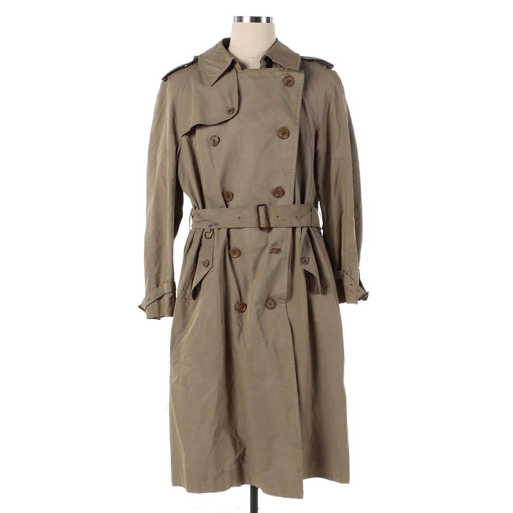 Men's Vintage Burberry Double-Breasted Cotton Trench Coat