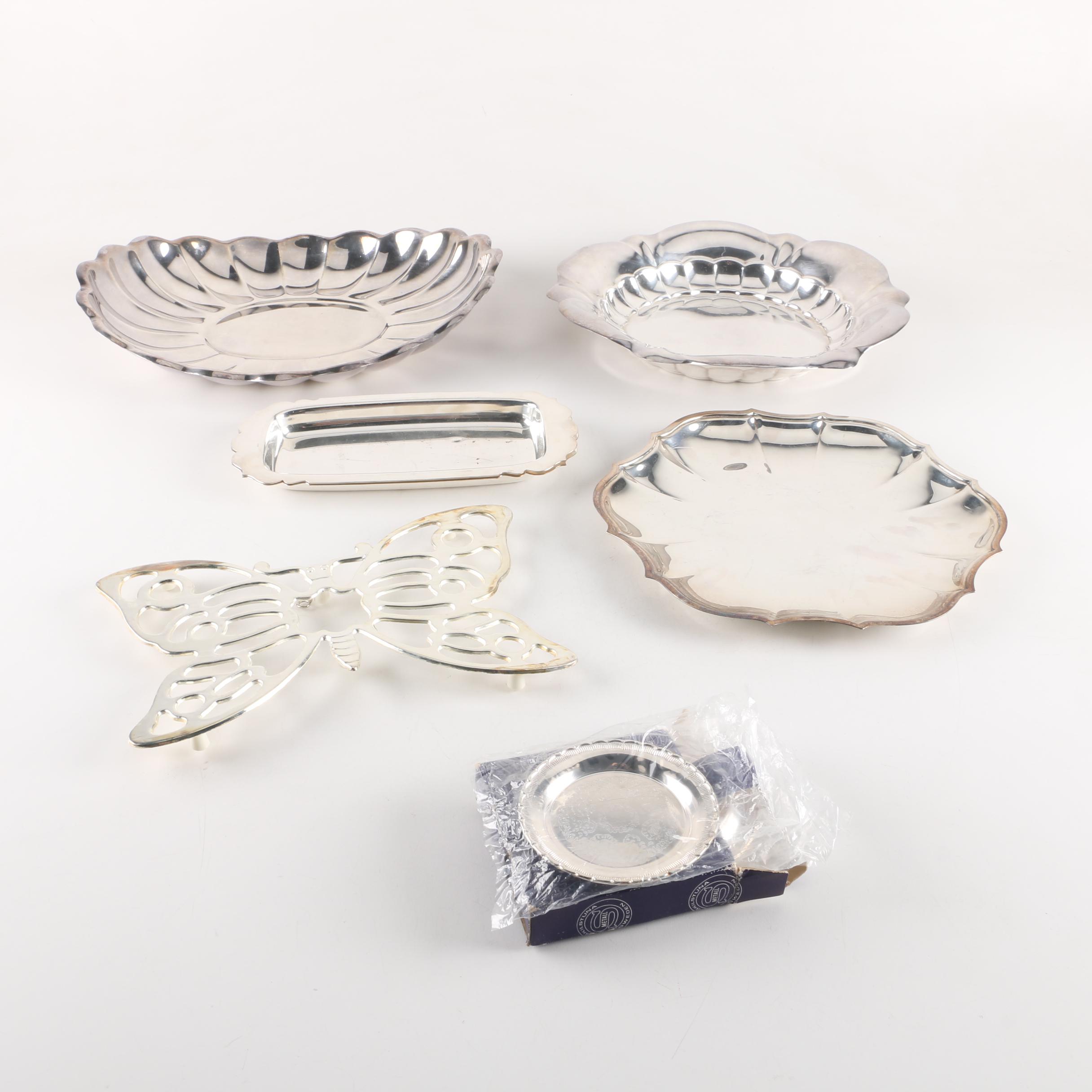 Reed & Barton "Holiday" Serving Dish with Other Silver Plate Tableware