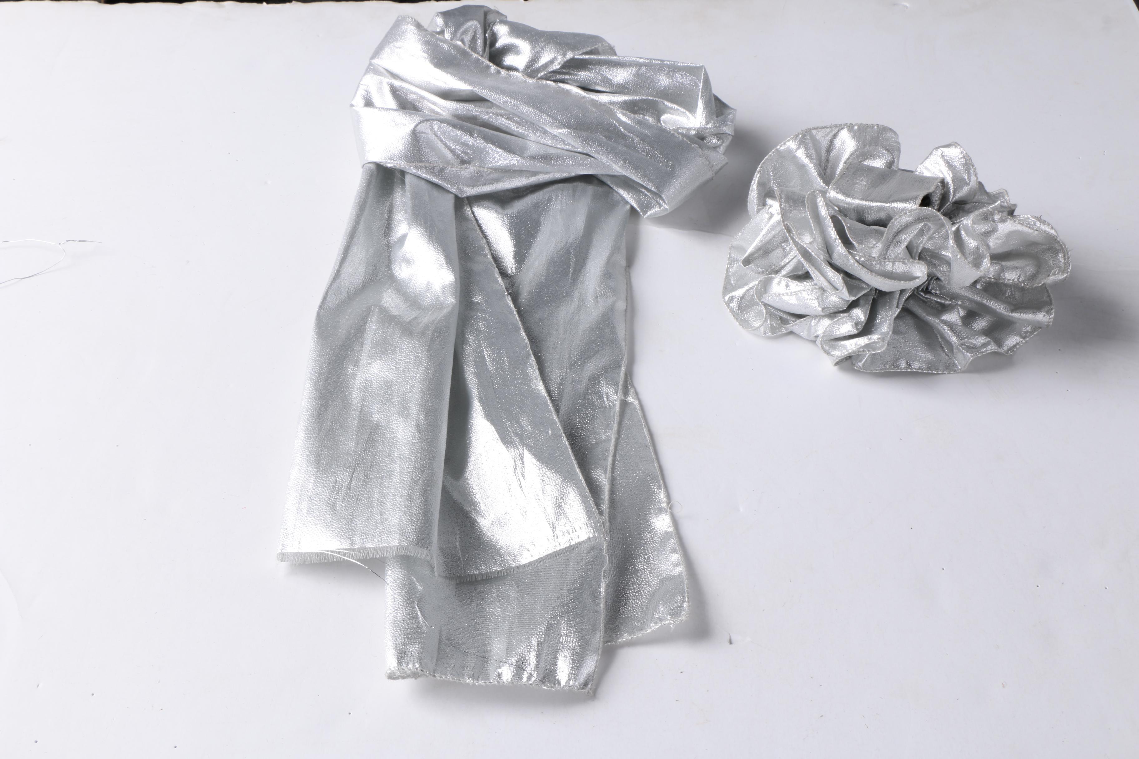 Theatrical Costume Silver Metallic Sleeveless Gown, Embellished Cape & Decor