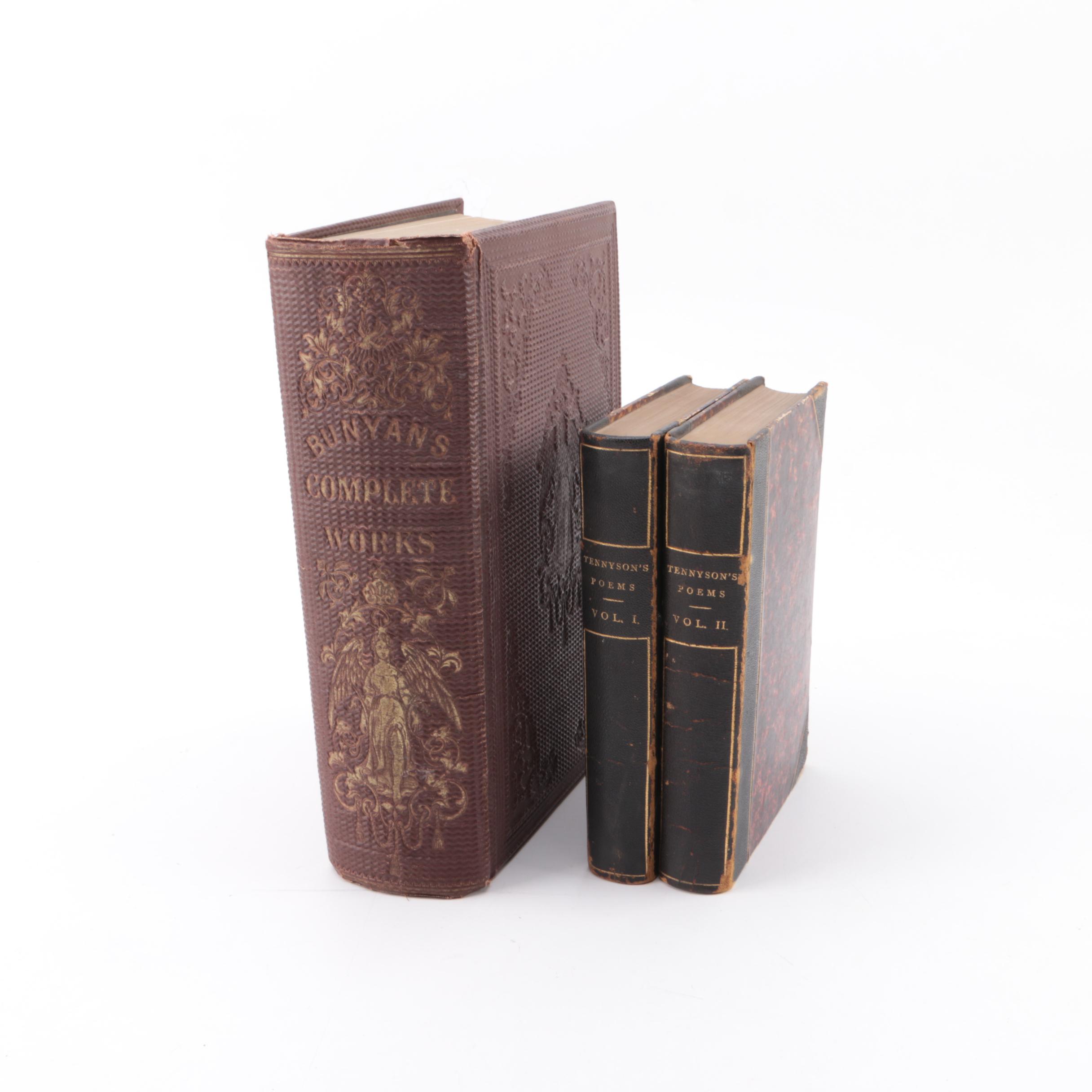 1860 "Bunyan's Complete Works" and 1866 "Tennyson's Poems"