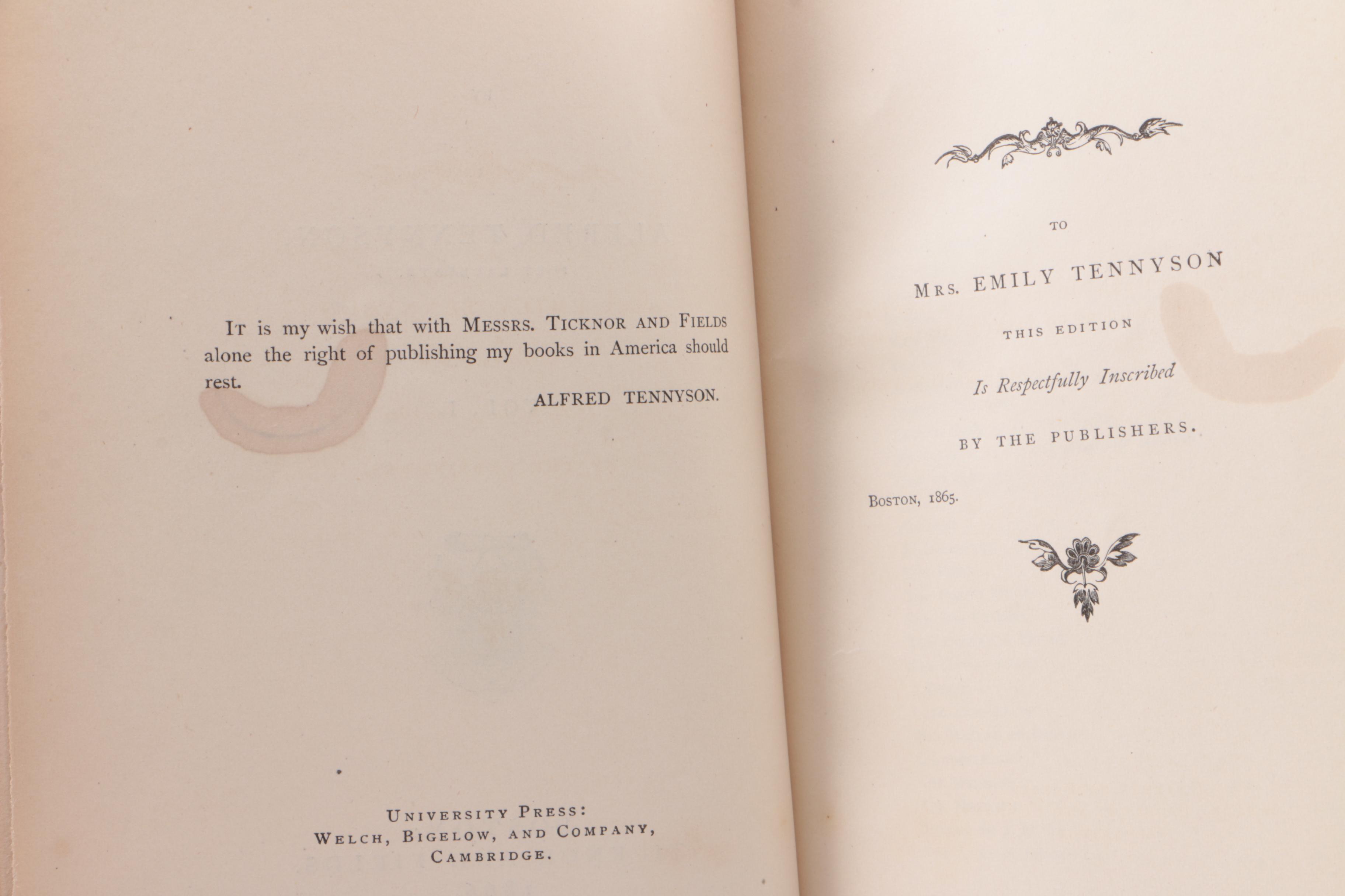 1860 "Bunyan's Complete Works" and 1866 "Tennyson's Poems"