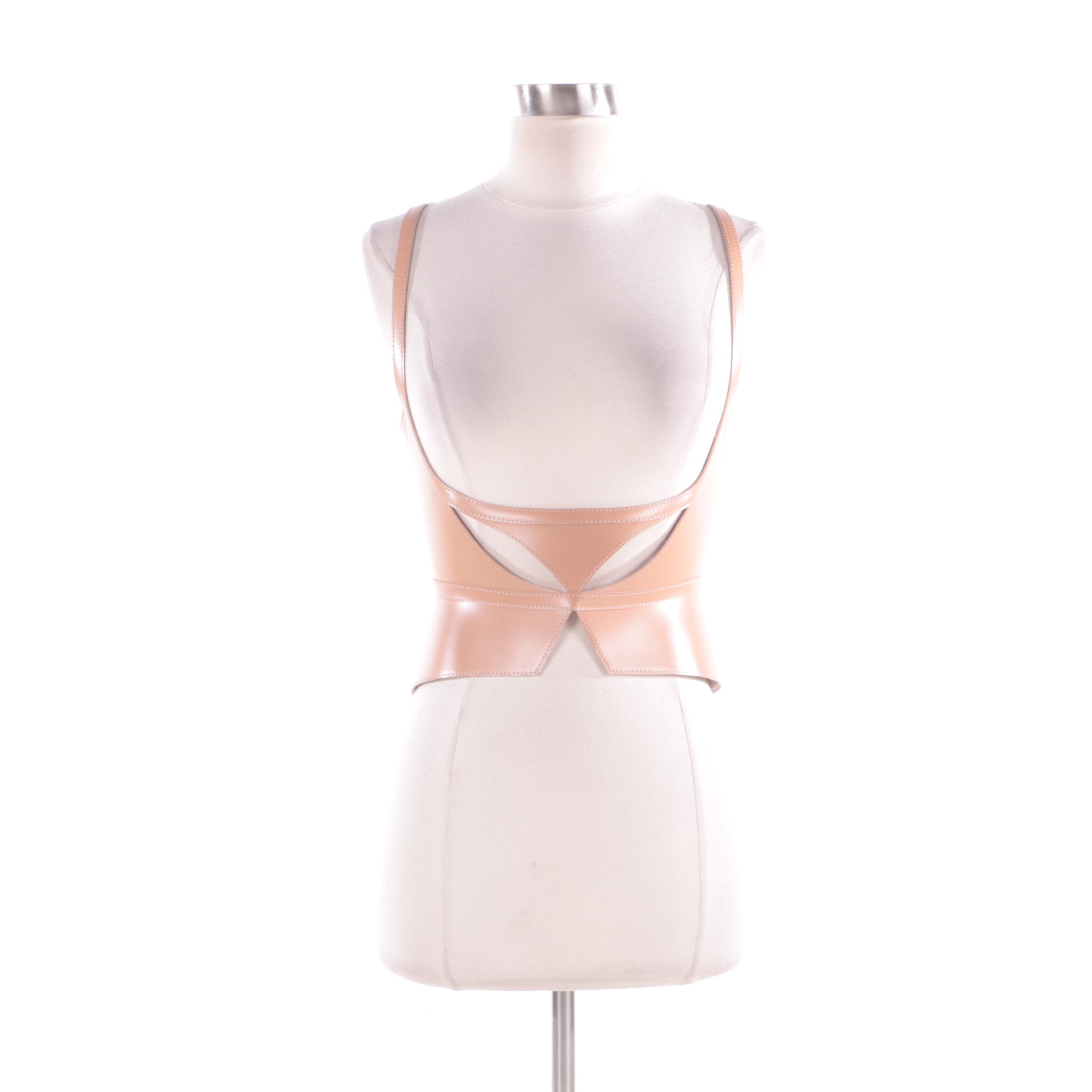 2012 Runway Hervé Léger Leather Laser Cut Bustier, New With Tags