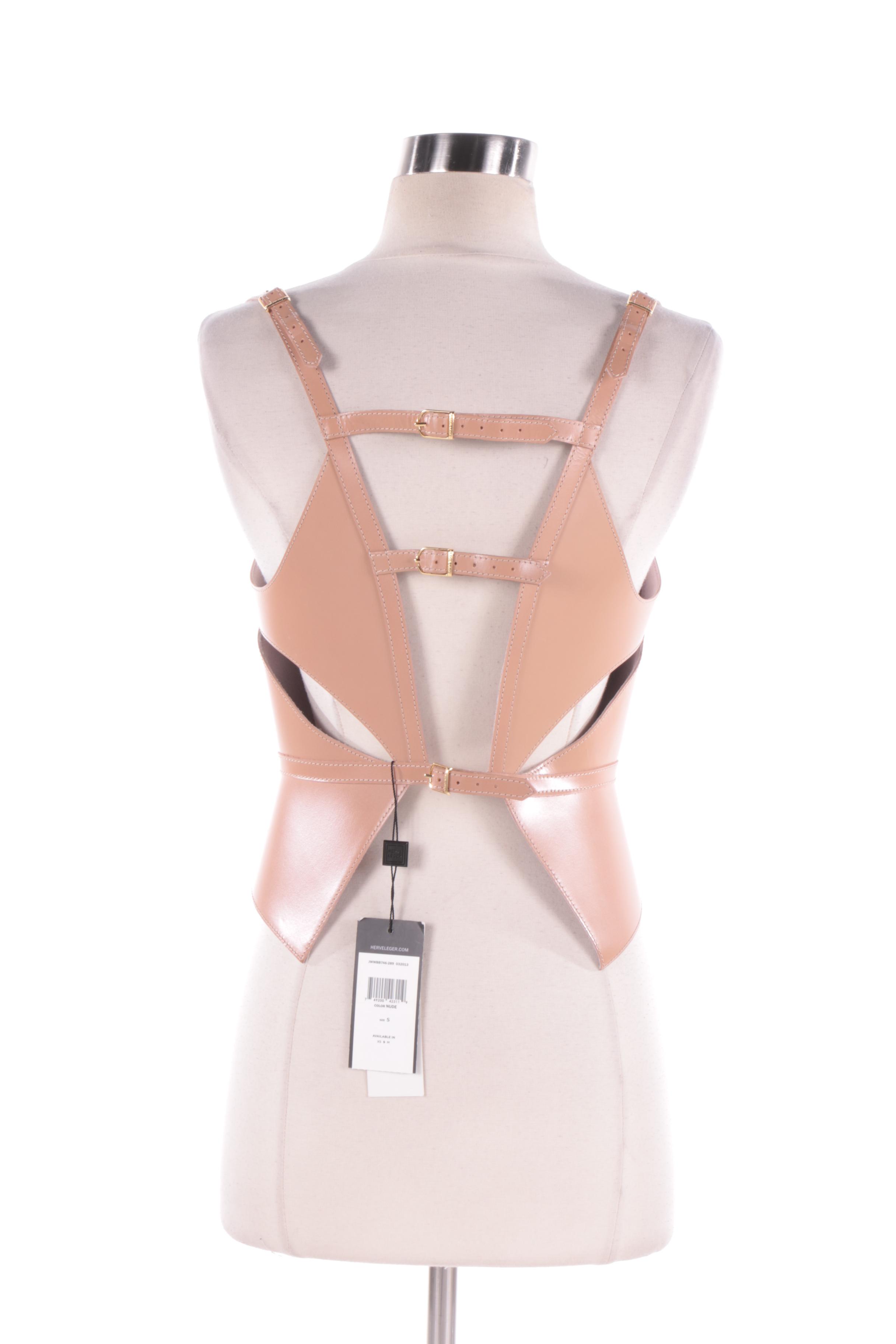 2012 Runway Hervé Léger Leather Laser Cut Bustier, New With Tags