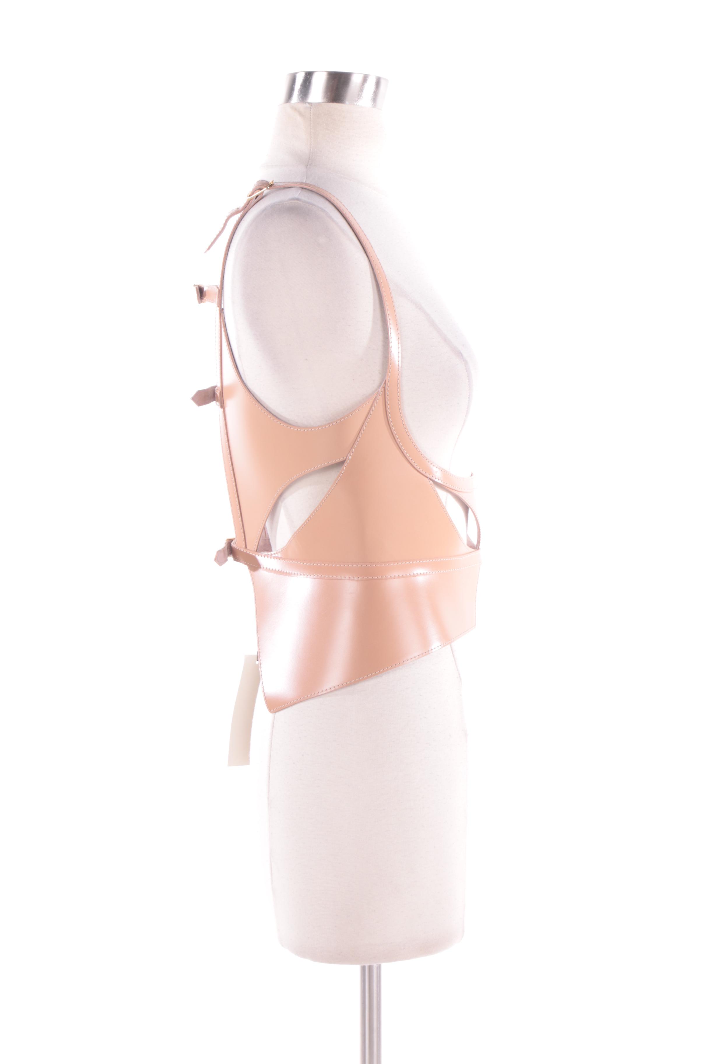 2012 Runway Hervé Léger Leather Laser Cut Bustier, New With Tags