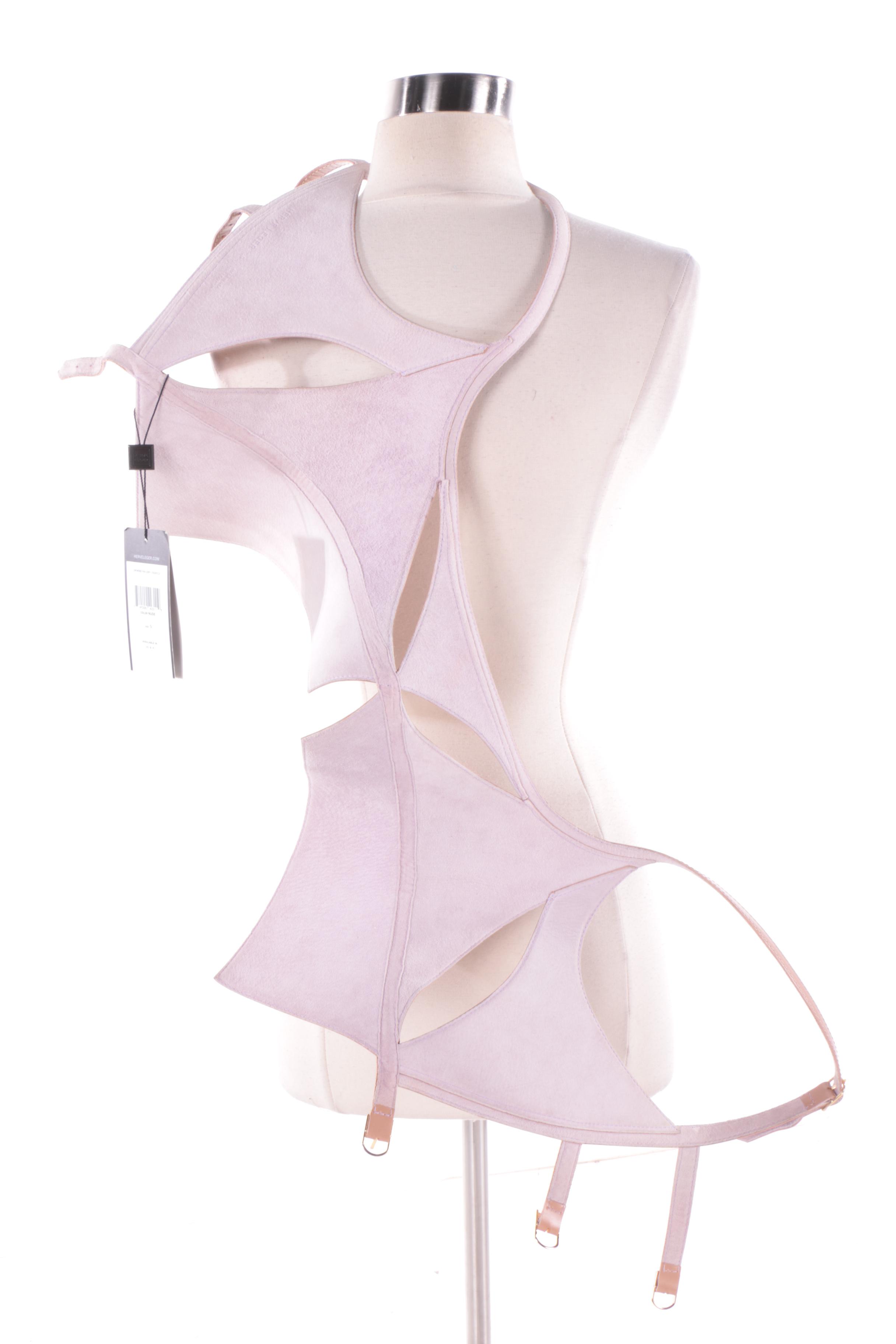 2012 Runway Hervé Léger Leather Laser Cut Bustier, New With Tags