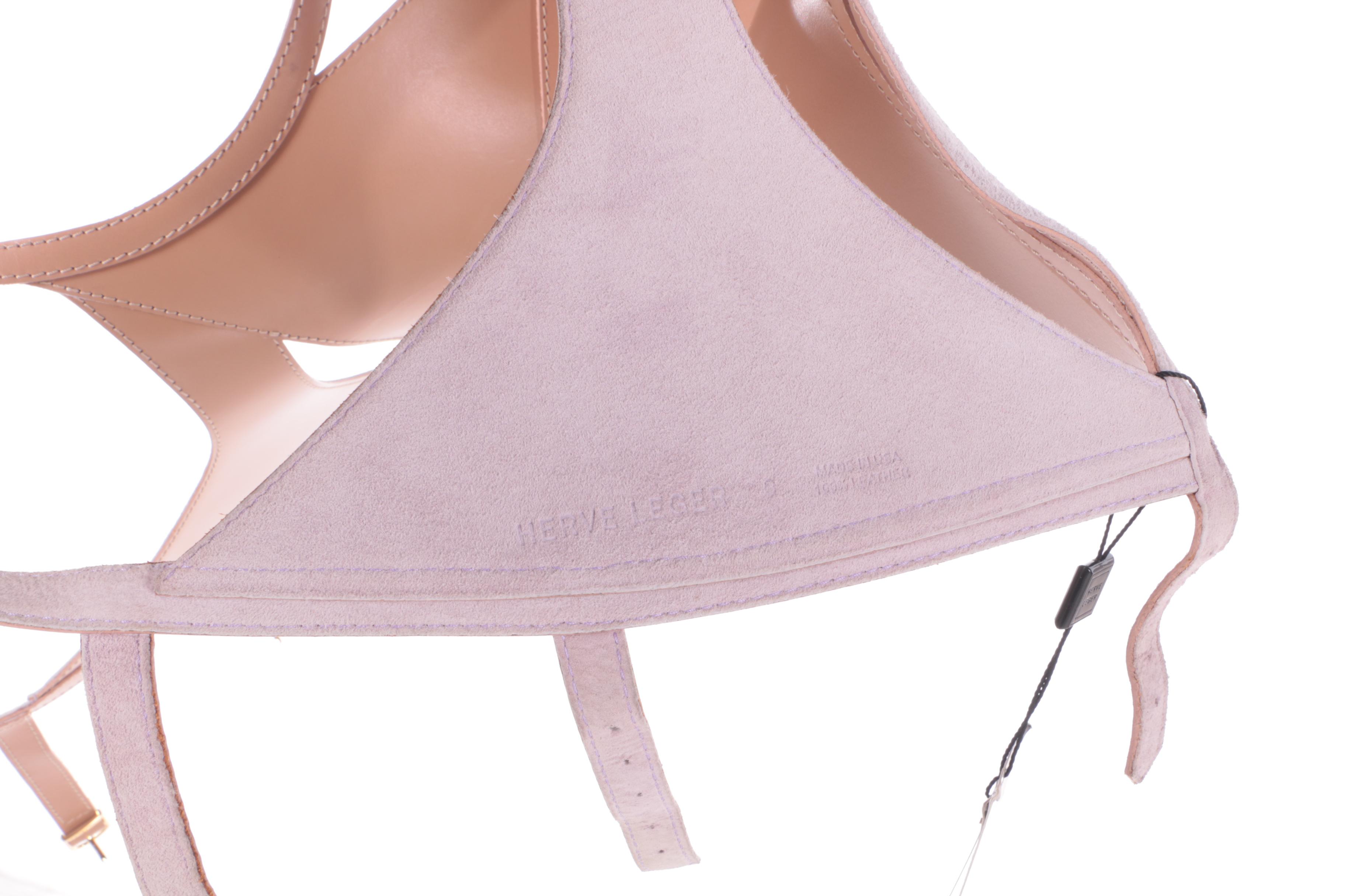 2012 Runway Hervé Léger Leather Laser Cut Bustier, New With Tags