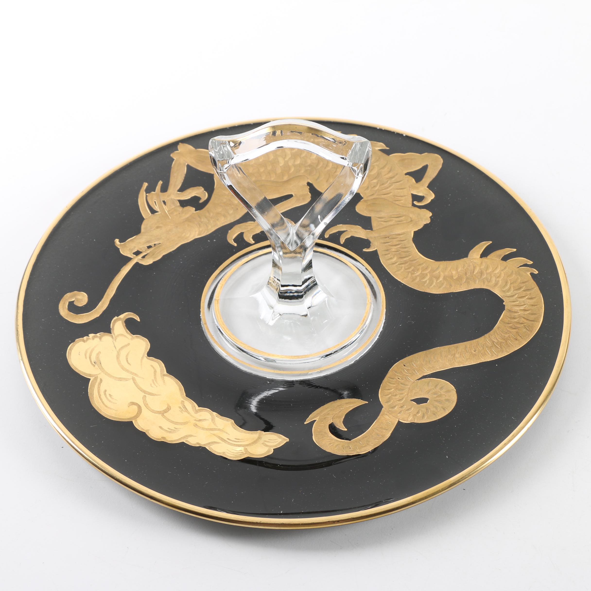 Vintage East Asian Inspired Glass Serving Trays