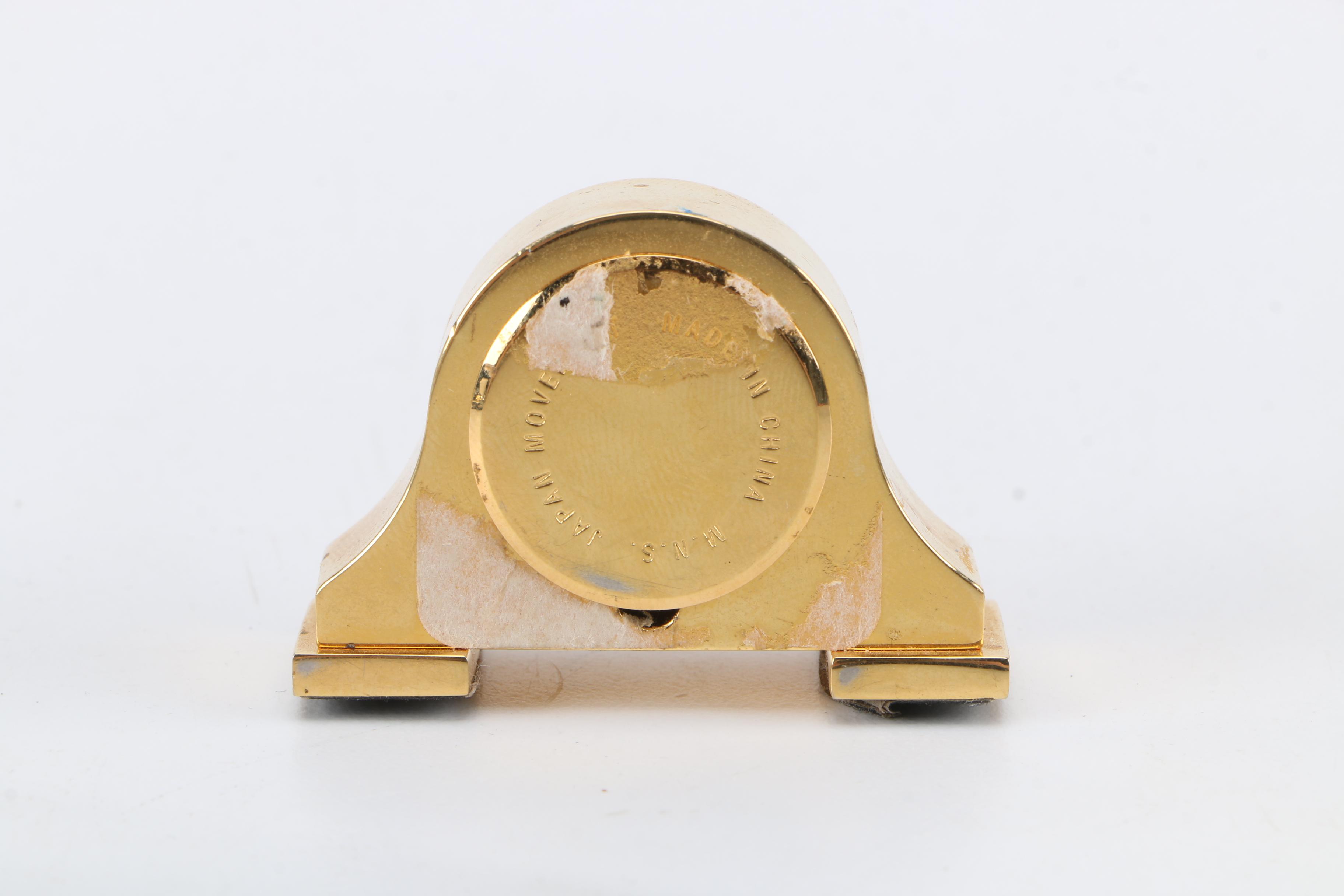 Timex and Gian Pini Gold-Toned Metal Desk Clocks