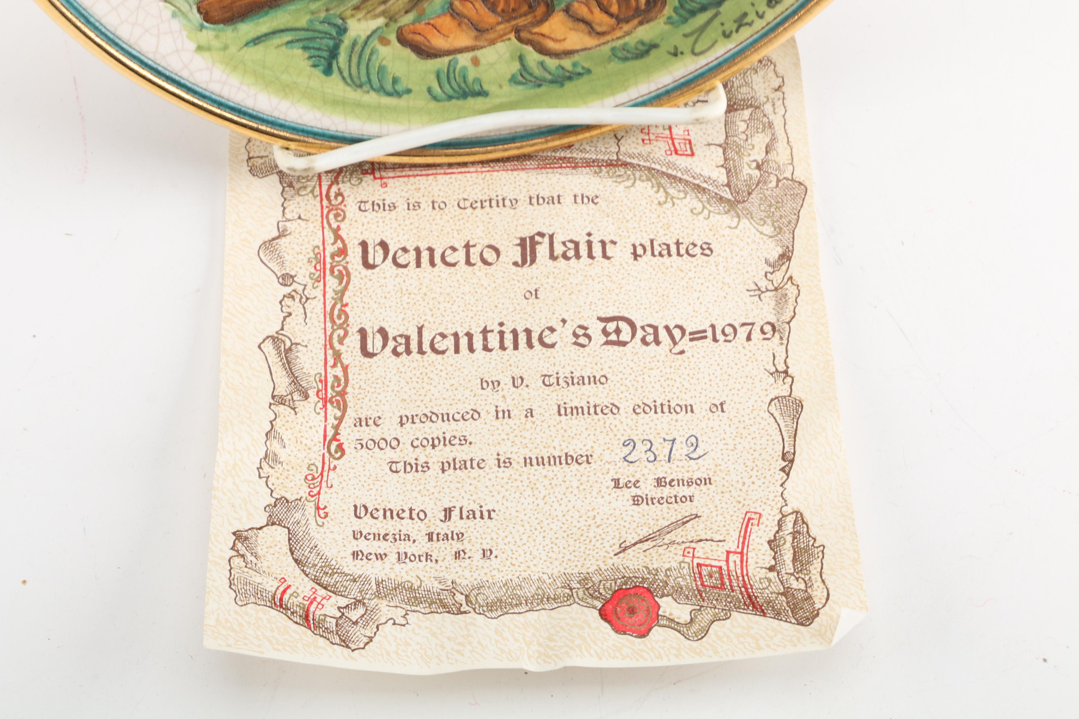 1979 Veneto Flair Valentine's Plate and Collector's Plates