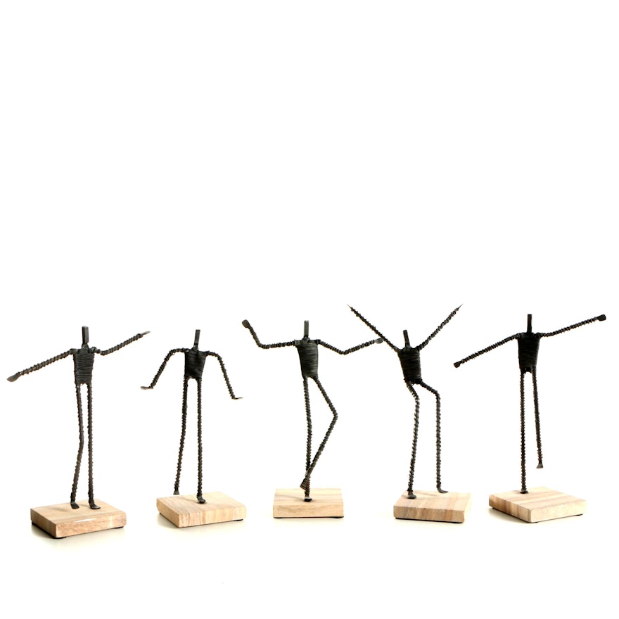 Wire Metal Figures on Sandstone Bases