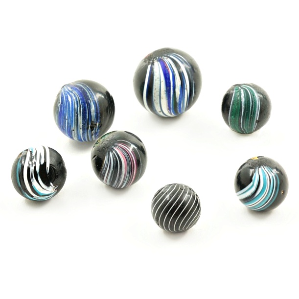 Antique German Hand Blown "Indian Swirl" Marbles, circa 1900