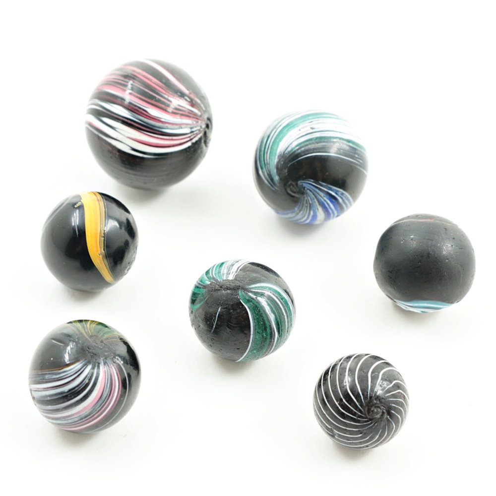 Antique German Hand Blown "Indian Swirl" Marbles, circa 1900