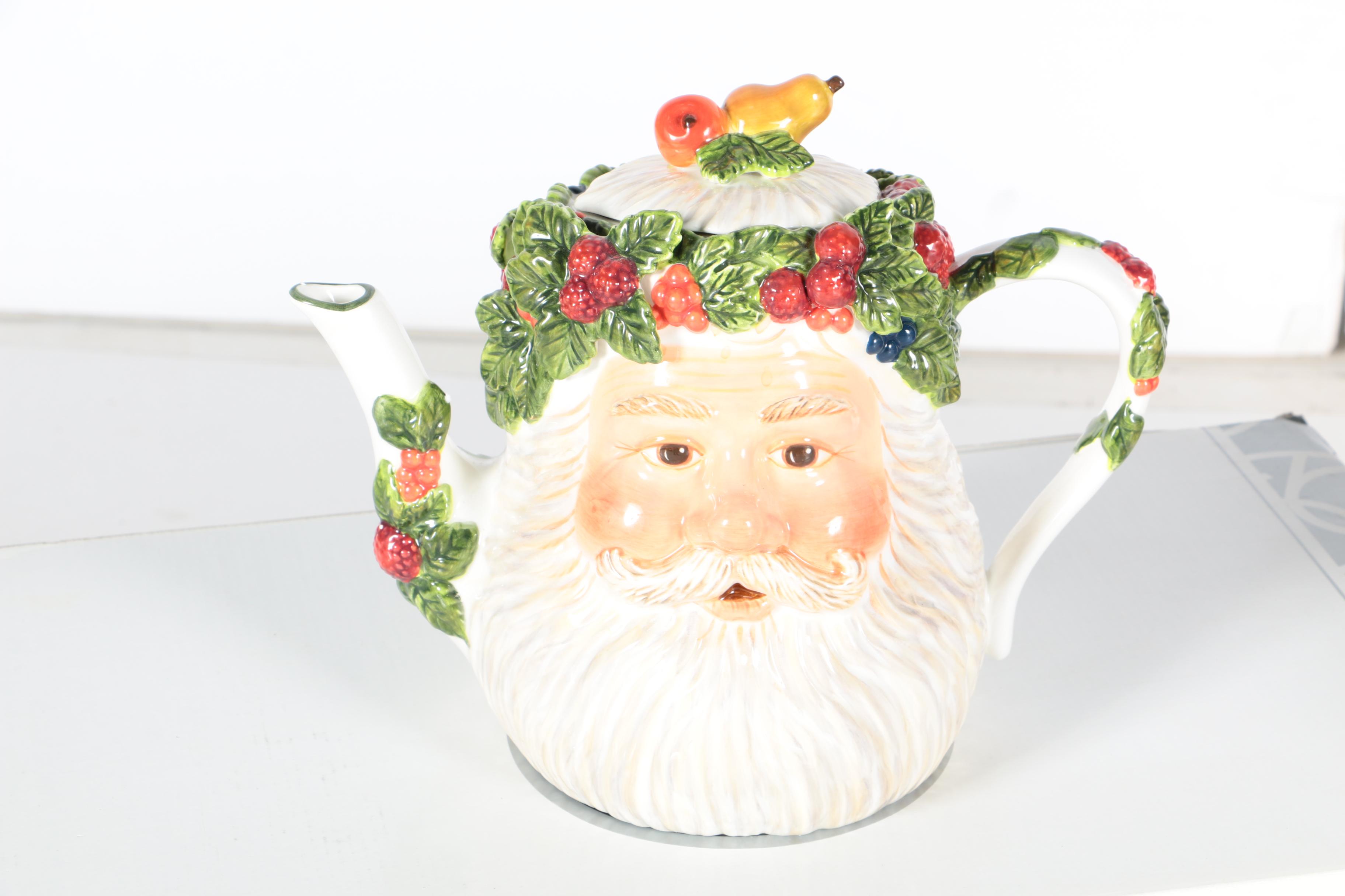 Department 56 Snowman Cider Server, Witch Candy Bowl and Santa Teapot