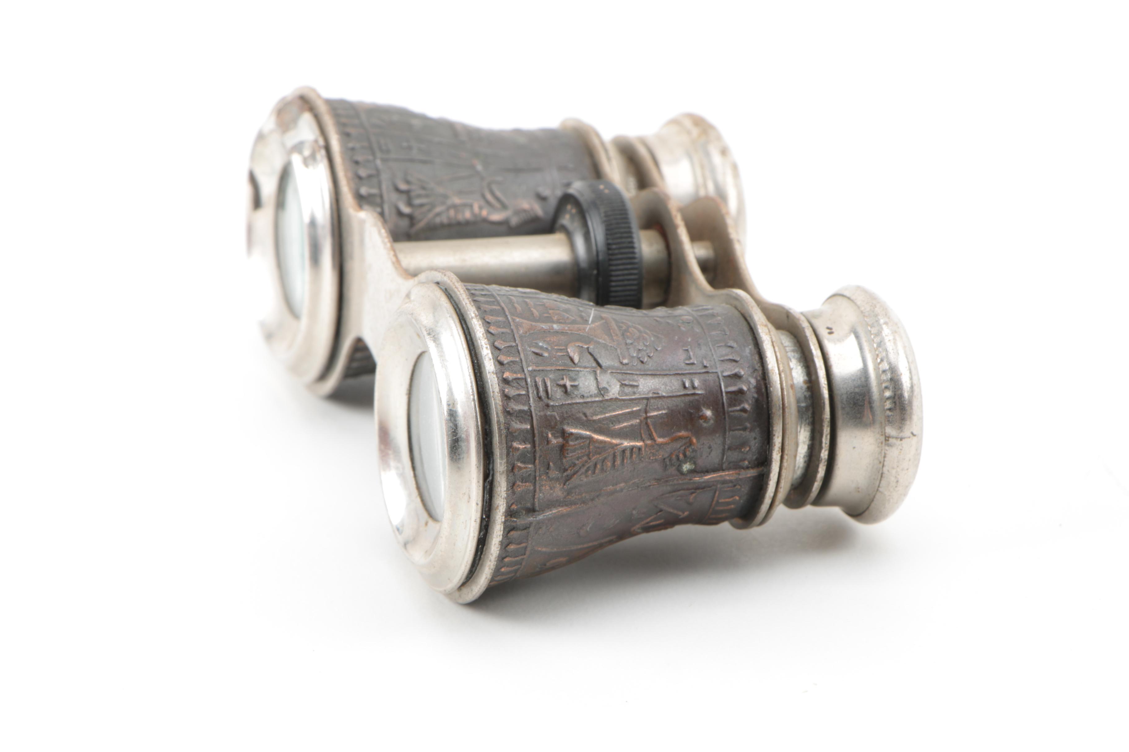 Contemporary Rookwood Pottery "Abel" Bear Figurine and Vintage Opera Glasses