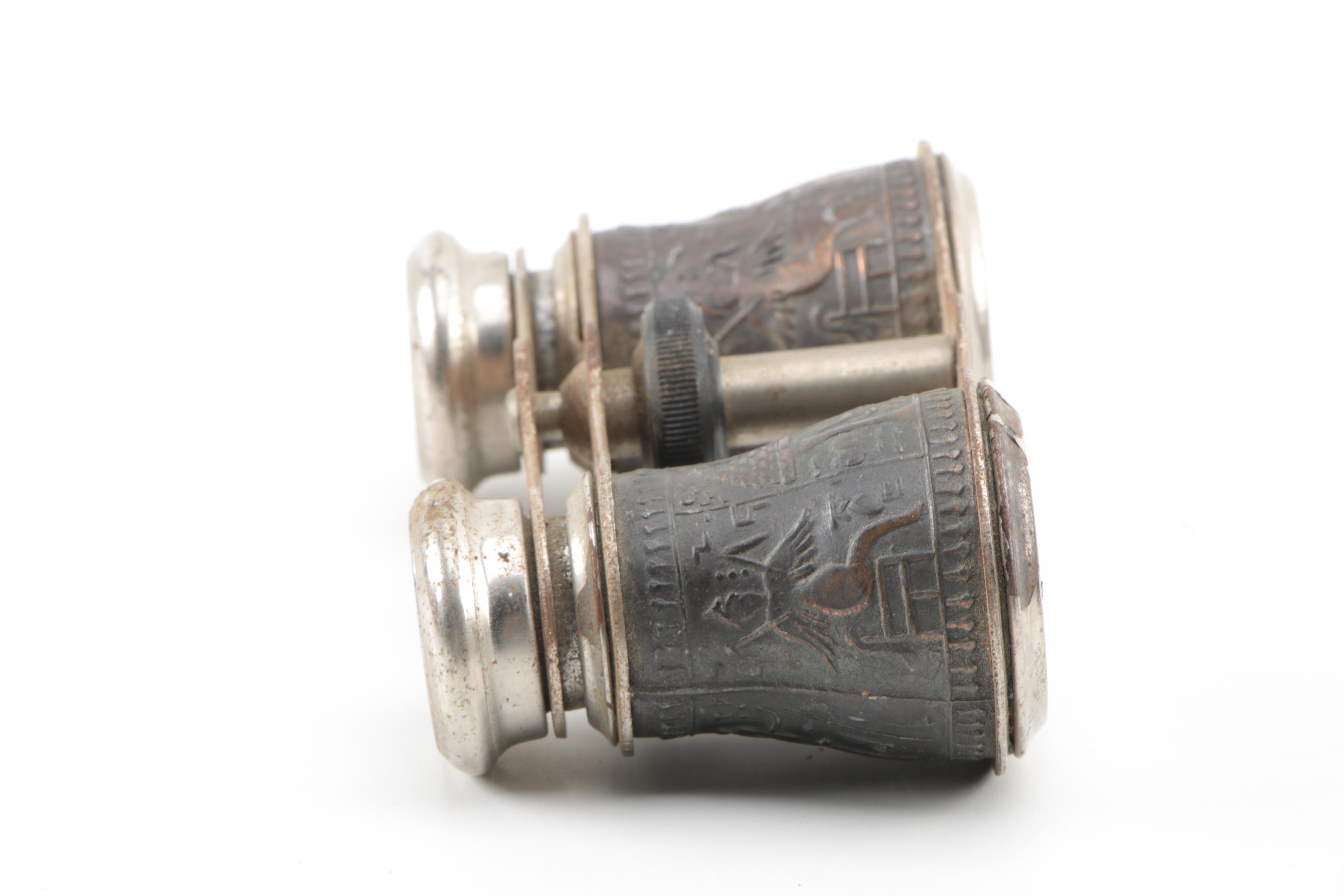 Contemporary Rookwood Pottery "Abel" Bear Figurine and Vintage Opera Glasses