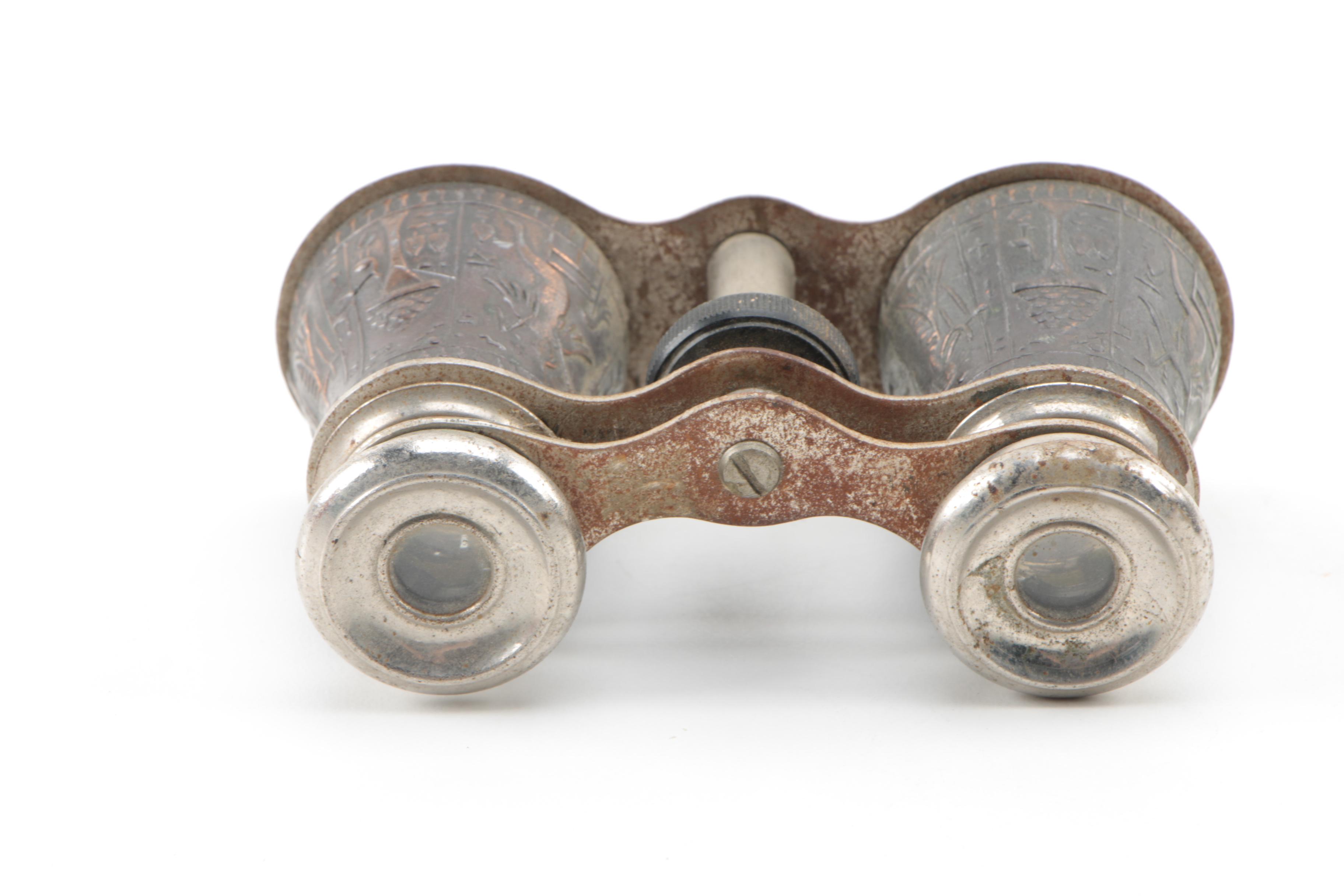 Contemporary Rookwood Pottery "Abel" Bear Figurine and Vintage Opera Glasses