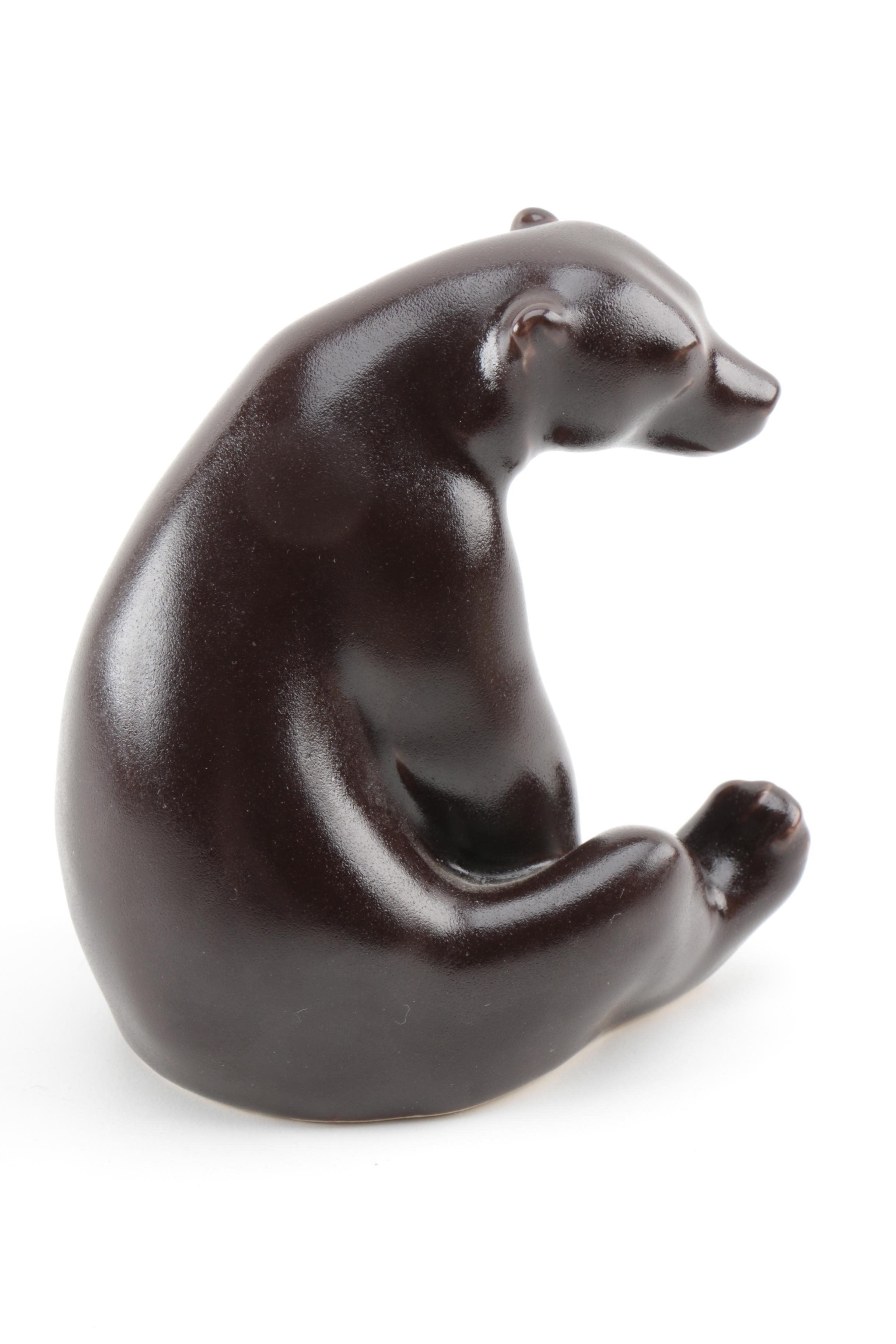 Contemporary Rookwood Pottery "Abel" Bear Figurine and Vintage Opera Glasses