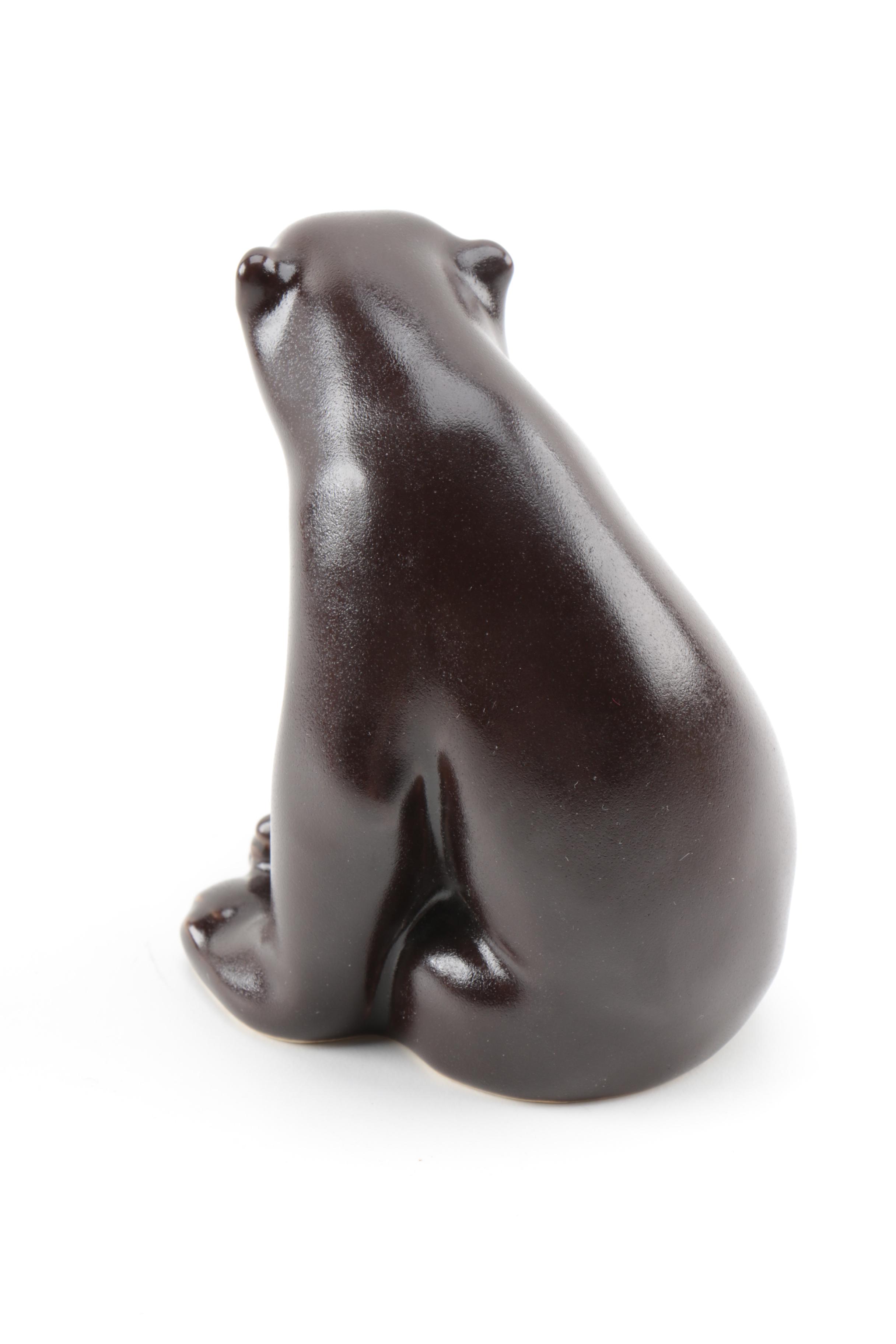 Contemporary Rookwood Pottery "Abel" Bear Figurine and Vintage Opera Glasses