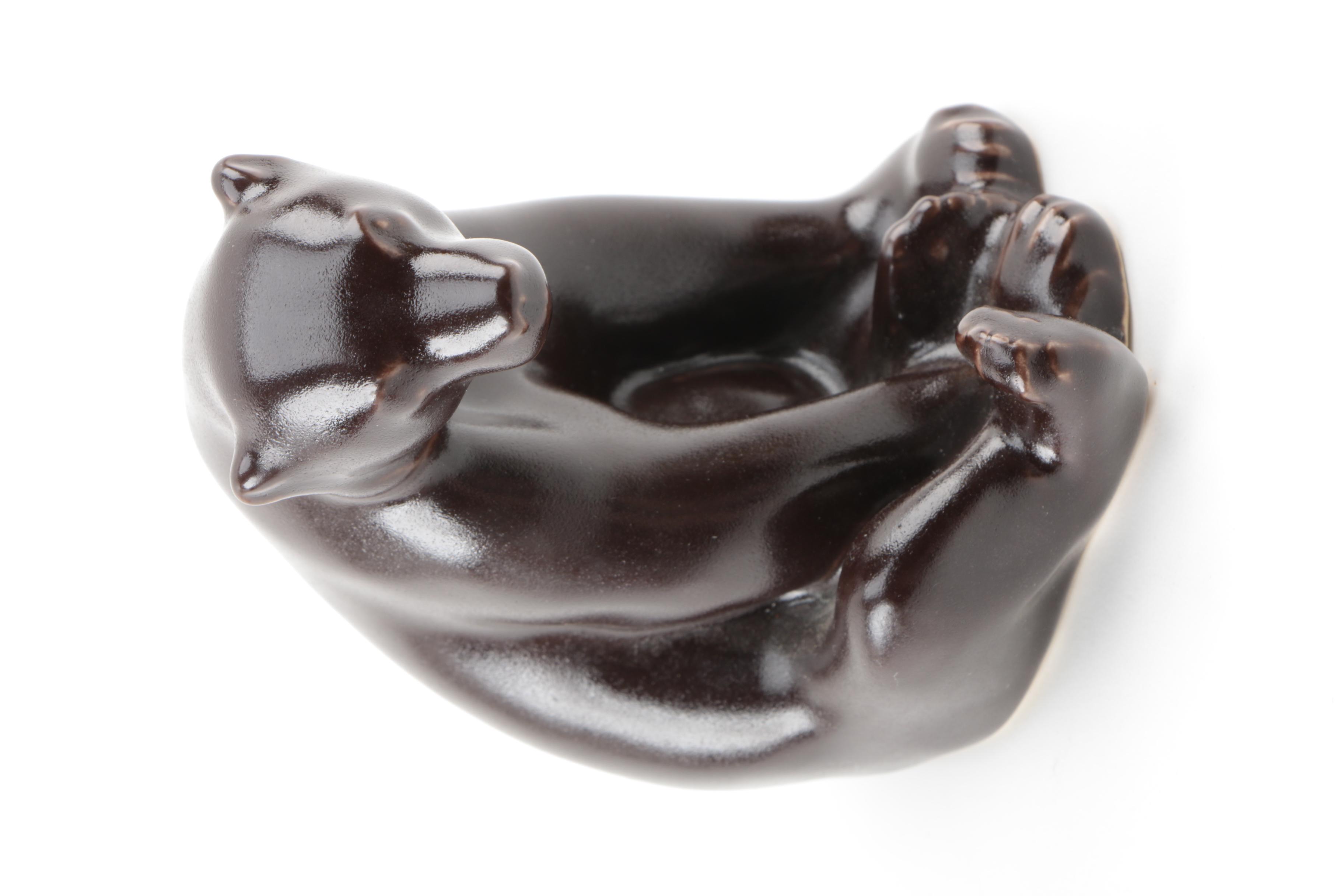 Contemporary Rookwood Pottery "Abel" Bear Figurine and Vintage Opera Glasses