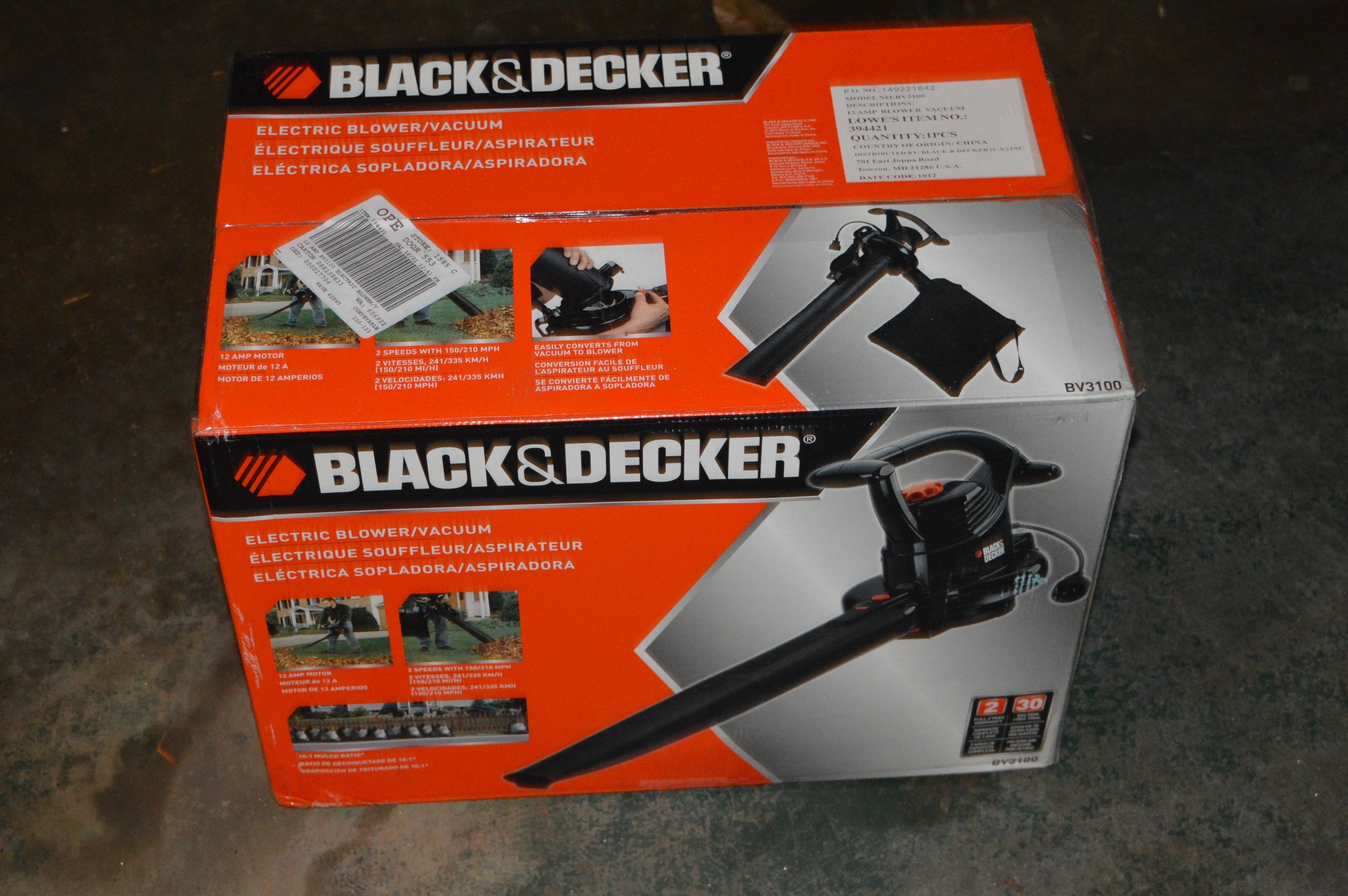 Black & Decker Electric Mower, Blower /Vacuum and String Trimmer