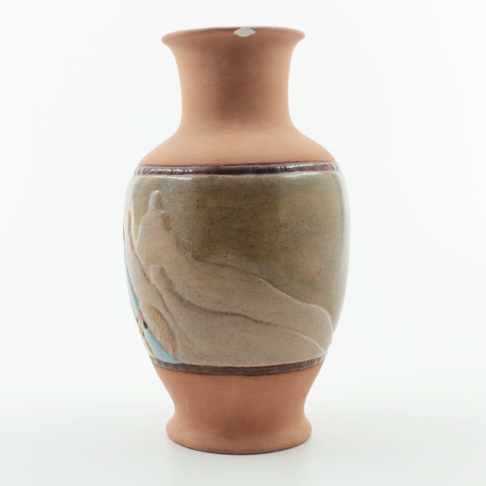 Hand Decorated Southwestern Style Terracotta Vase