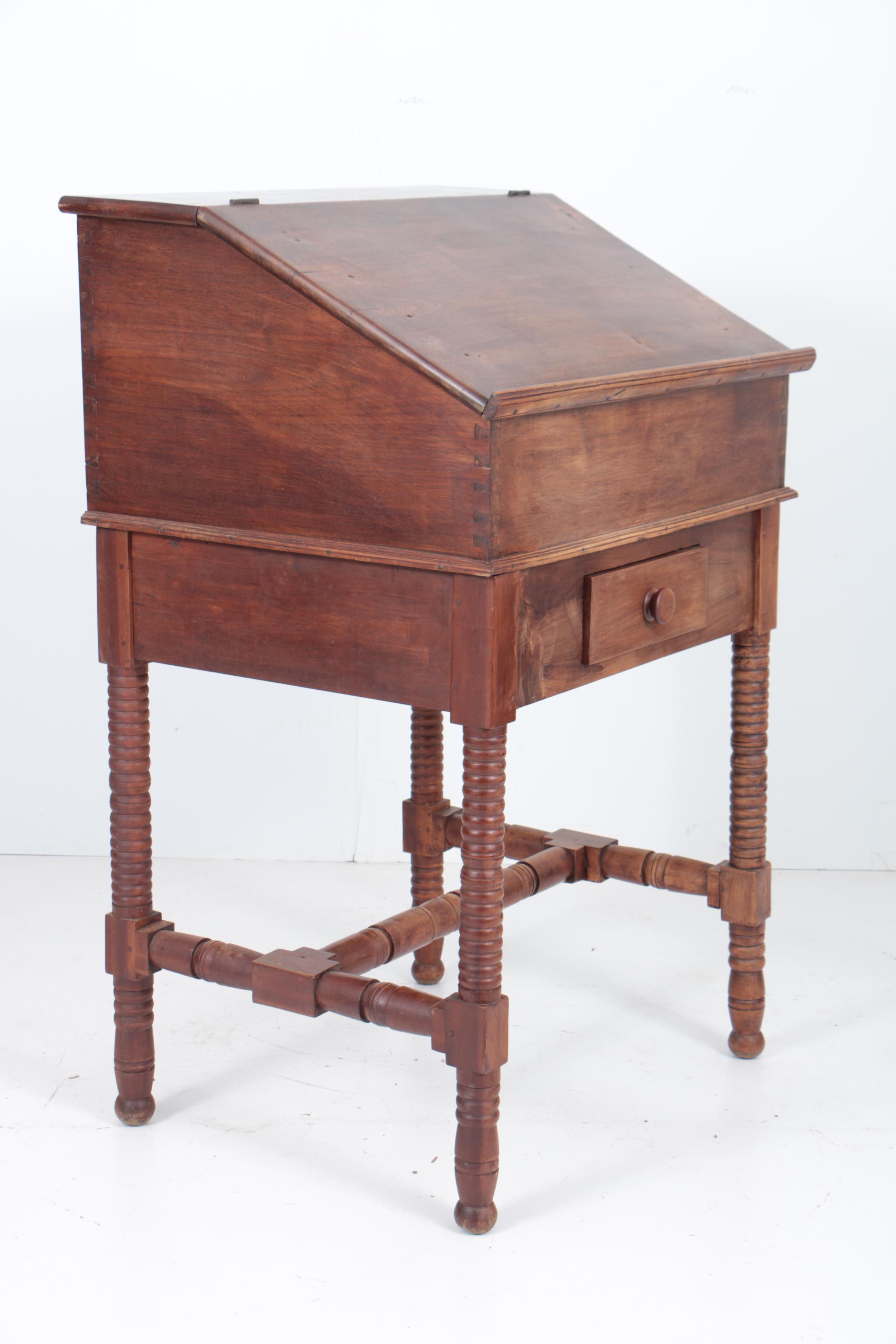 Antique Walnut and Cherry Two-Piece Standing Desk-on-Frame