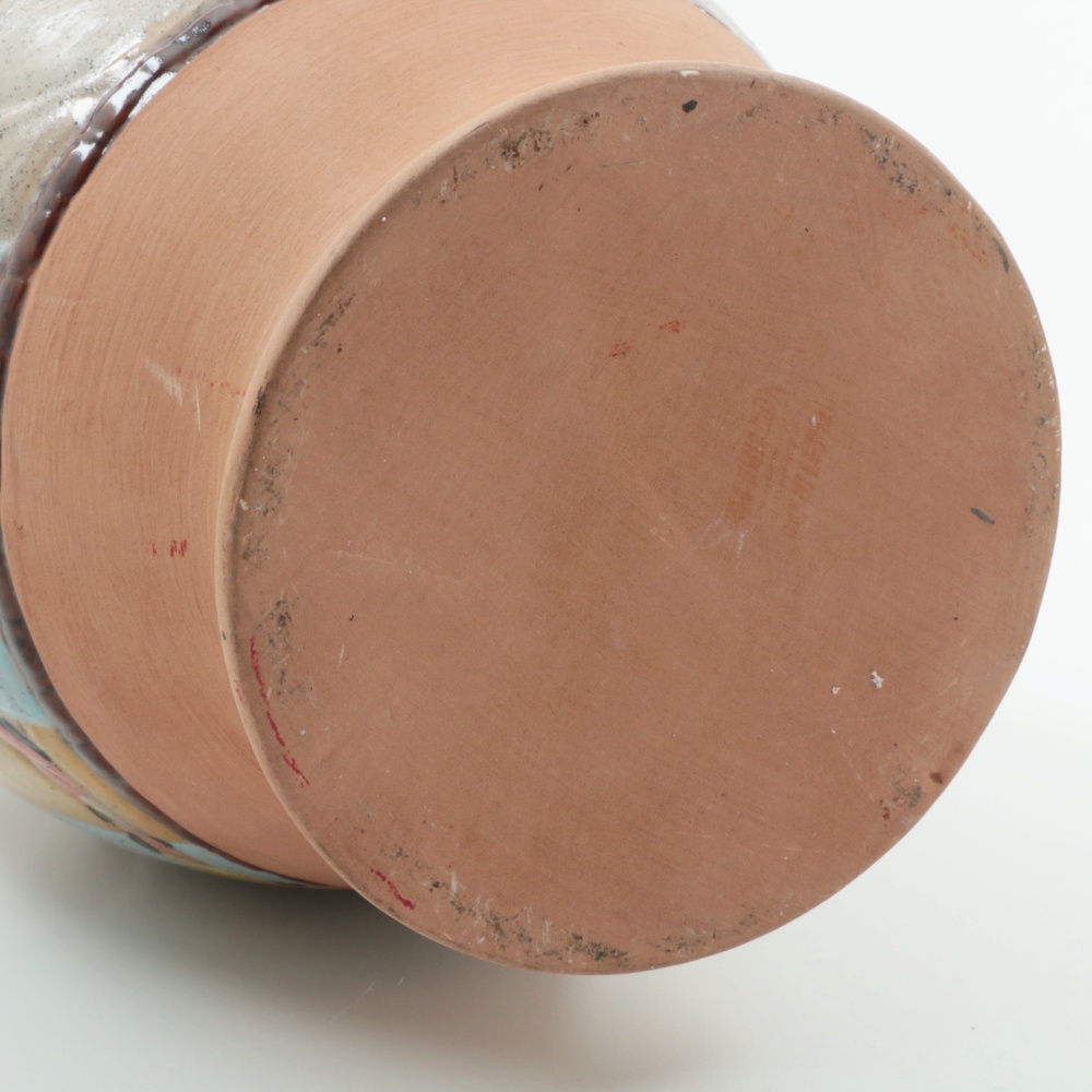 Hand Decorated Southwestern Style Terracotta Vase