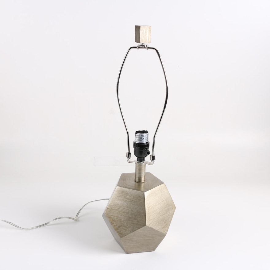 Geometric Metallic Silver Ceramic Table Lamp