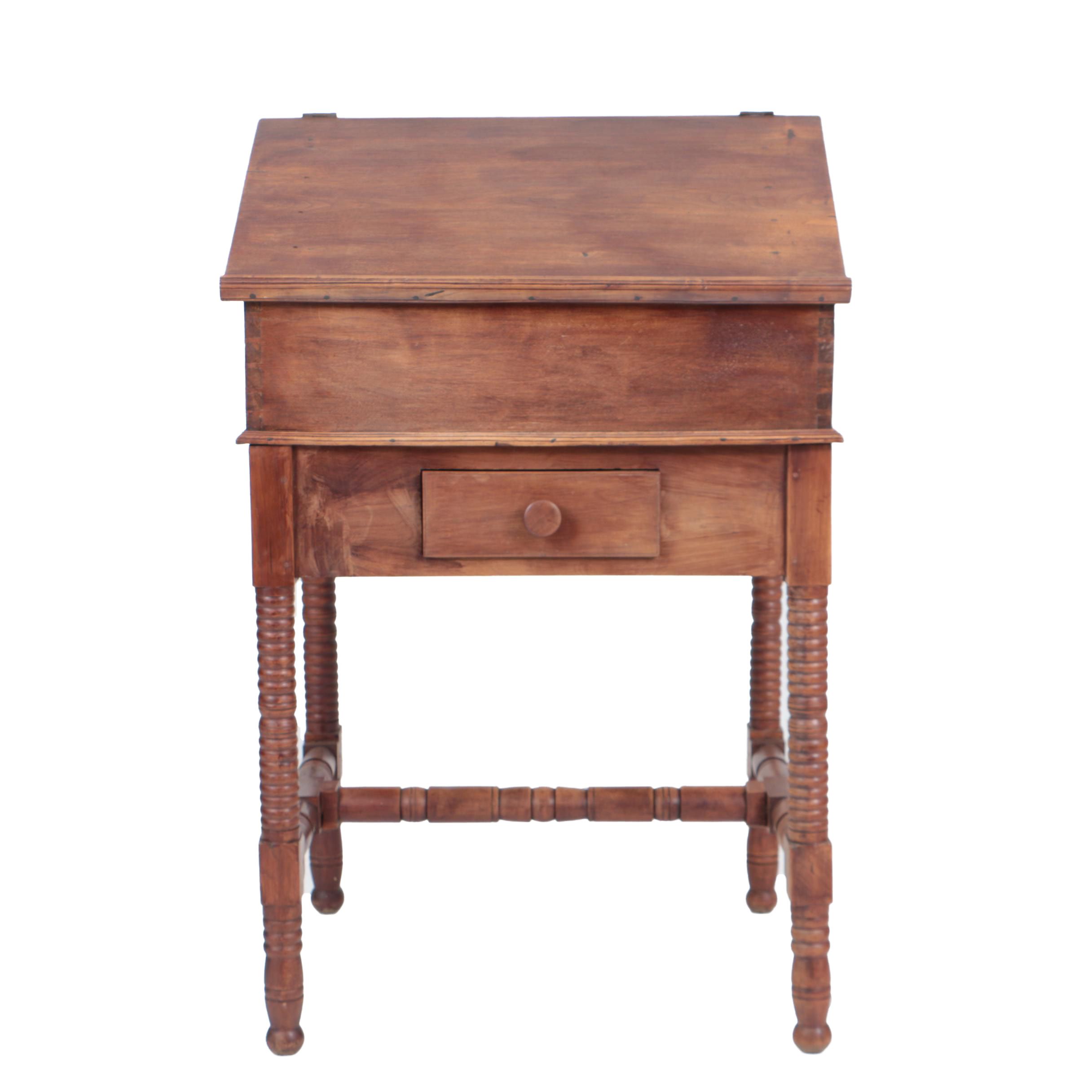 Antique Walnut and Cherry Two-Piece Standing Desk-on-Frame